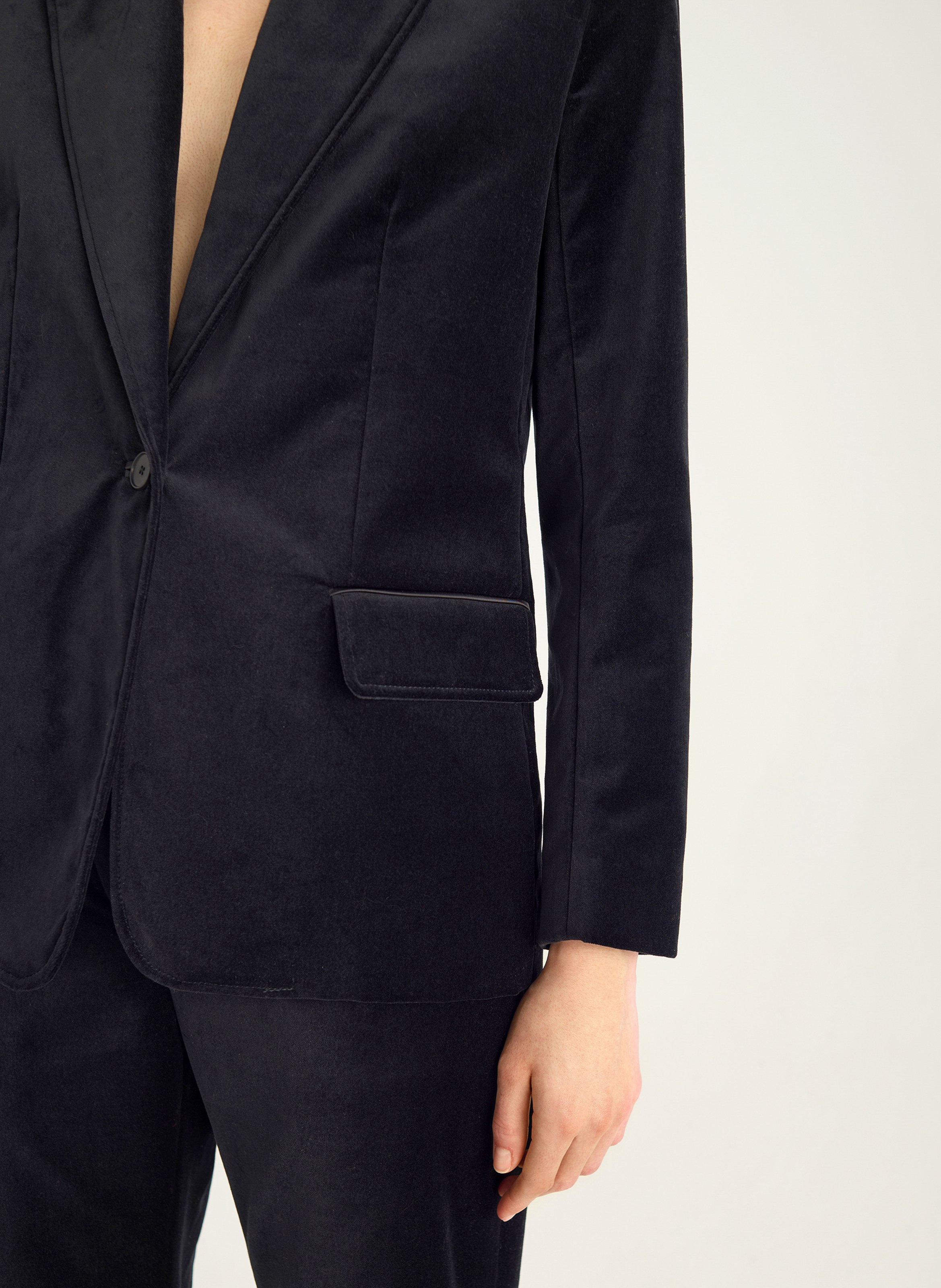 Veste col tailleur en coton ACOTE Noir