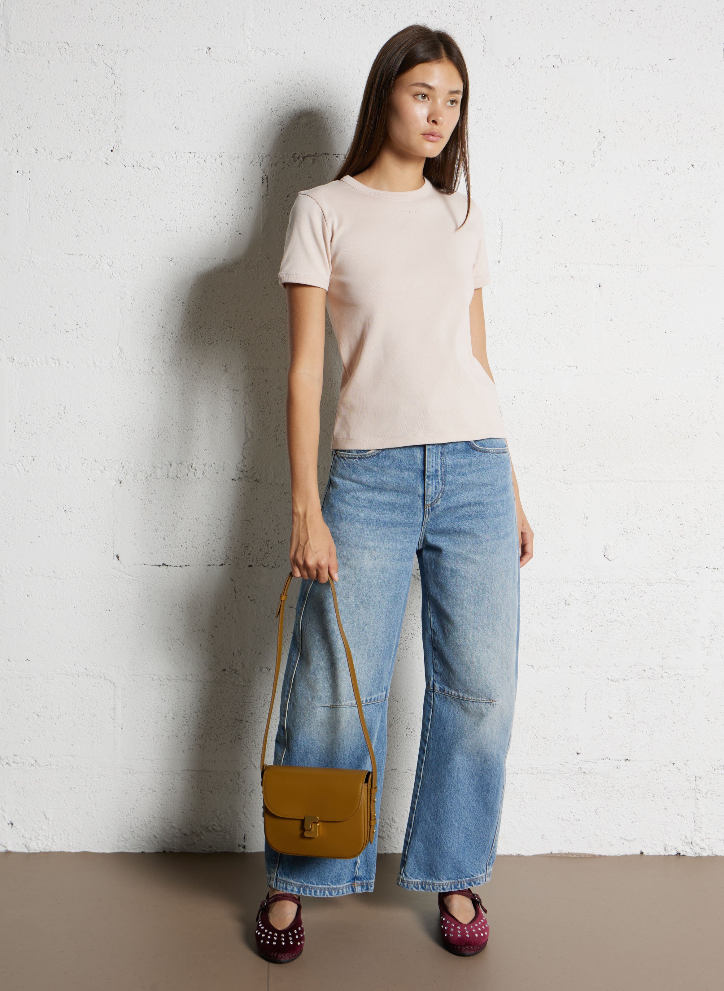 Dori leather shoulder bag SOEUR Brown