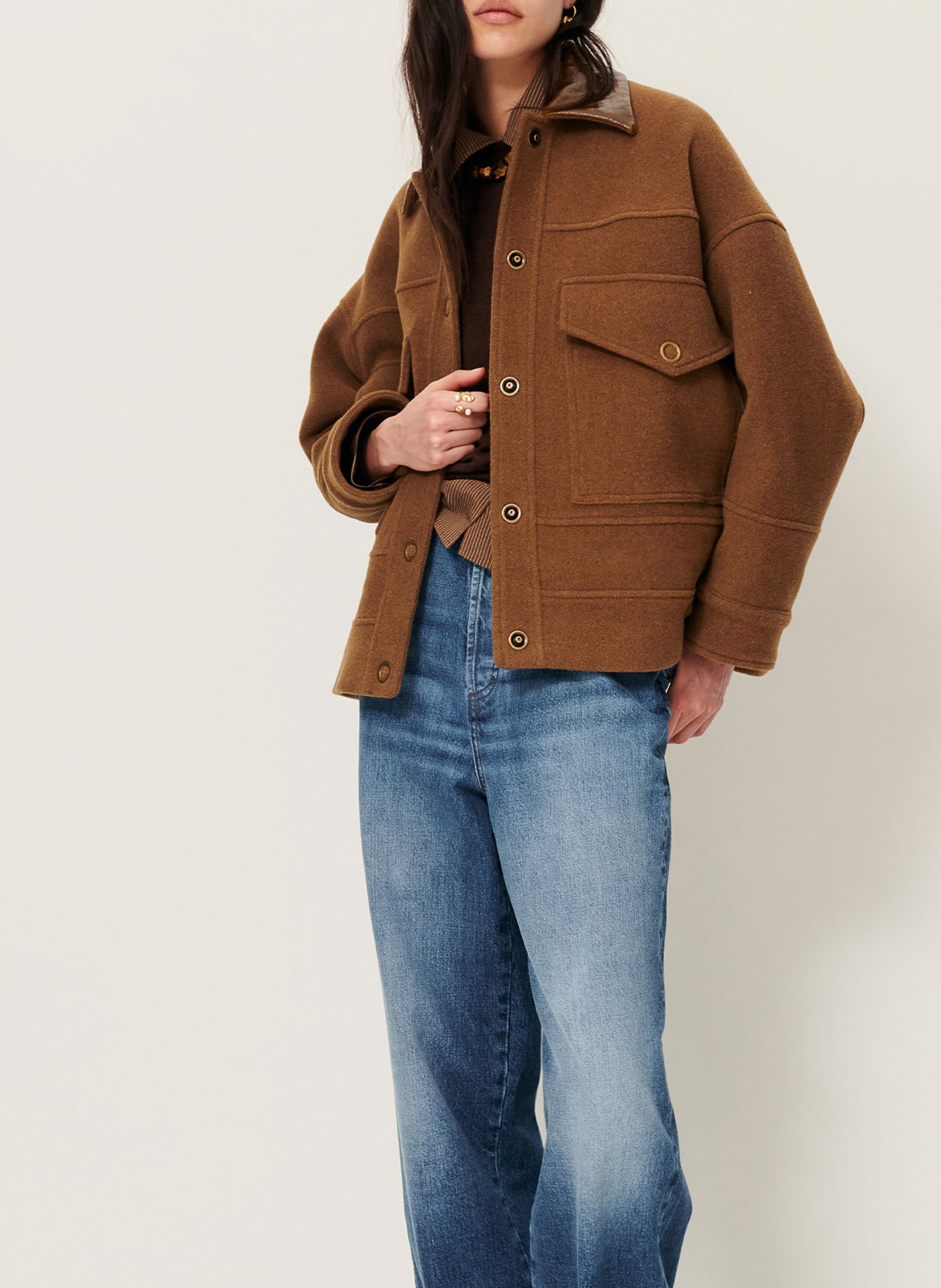 Kurzer Mantel aus Wollmix mit klassischem Kragen SESSUN Braun