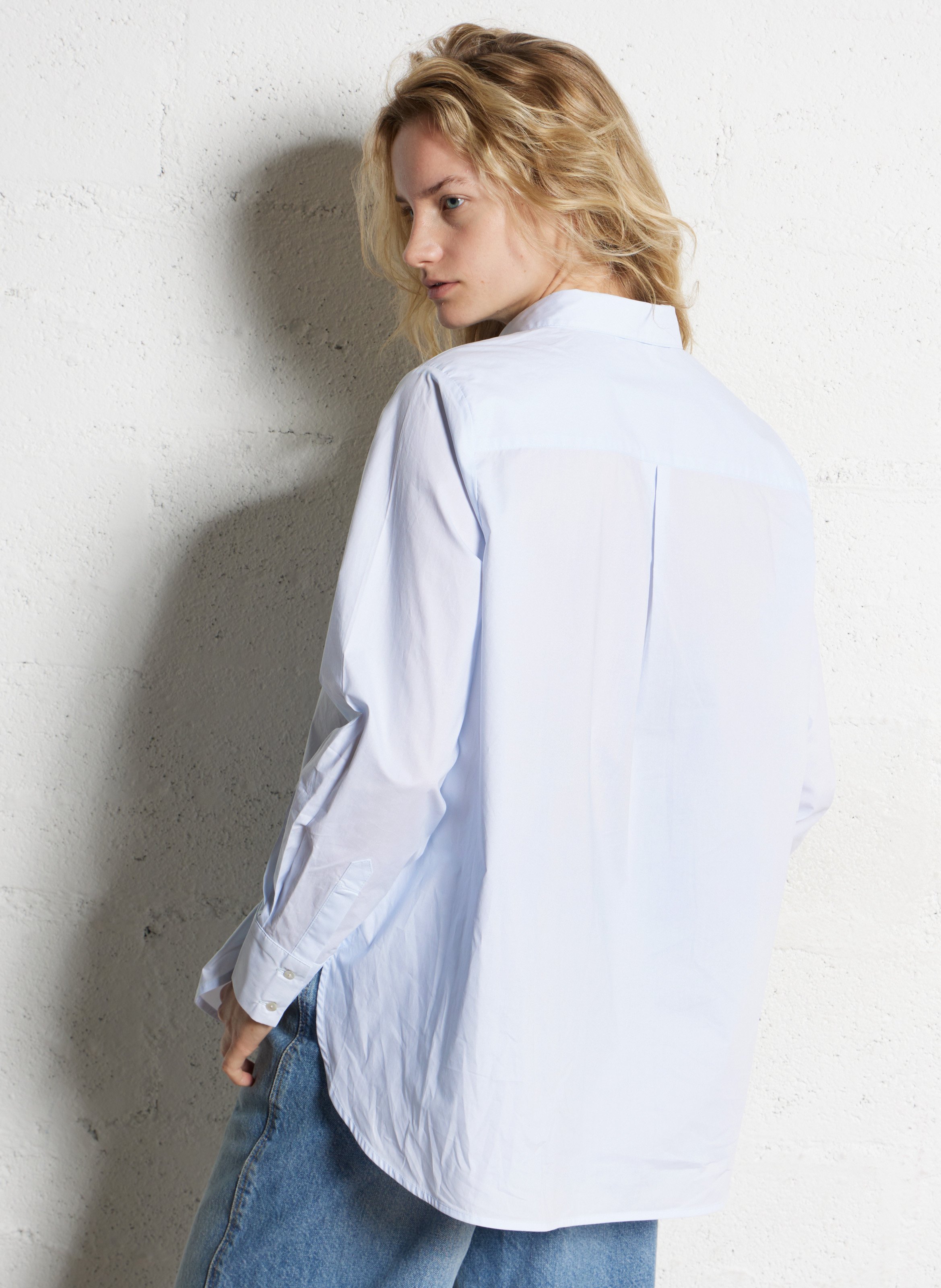 Oversized cotton shirt with classic collar BELLA JONES Blue