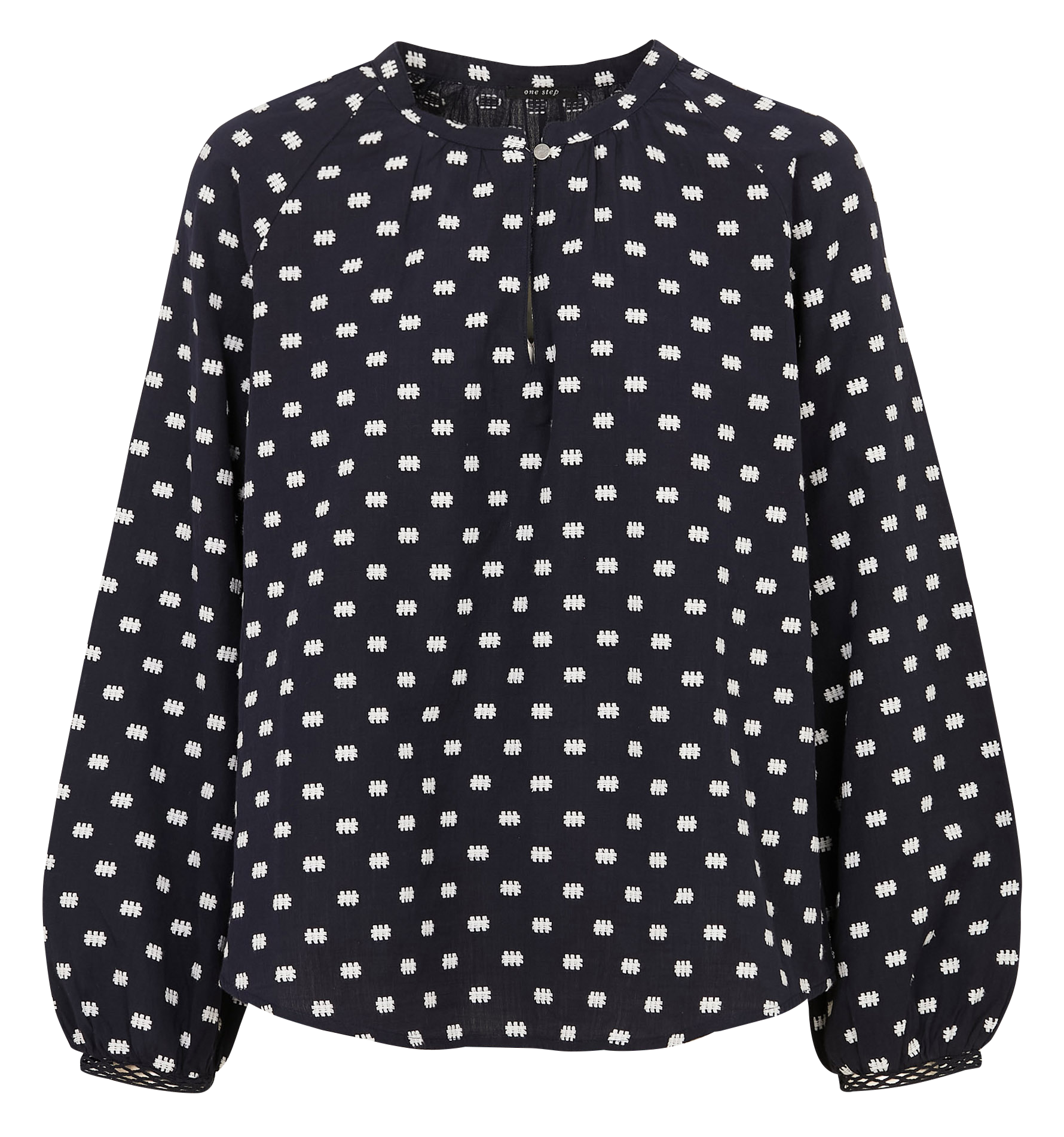 Blouse oversize en coton brodé ONE STEP Bleu