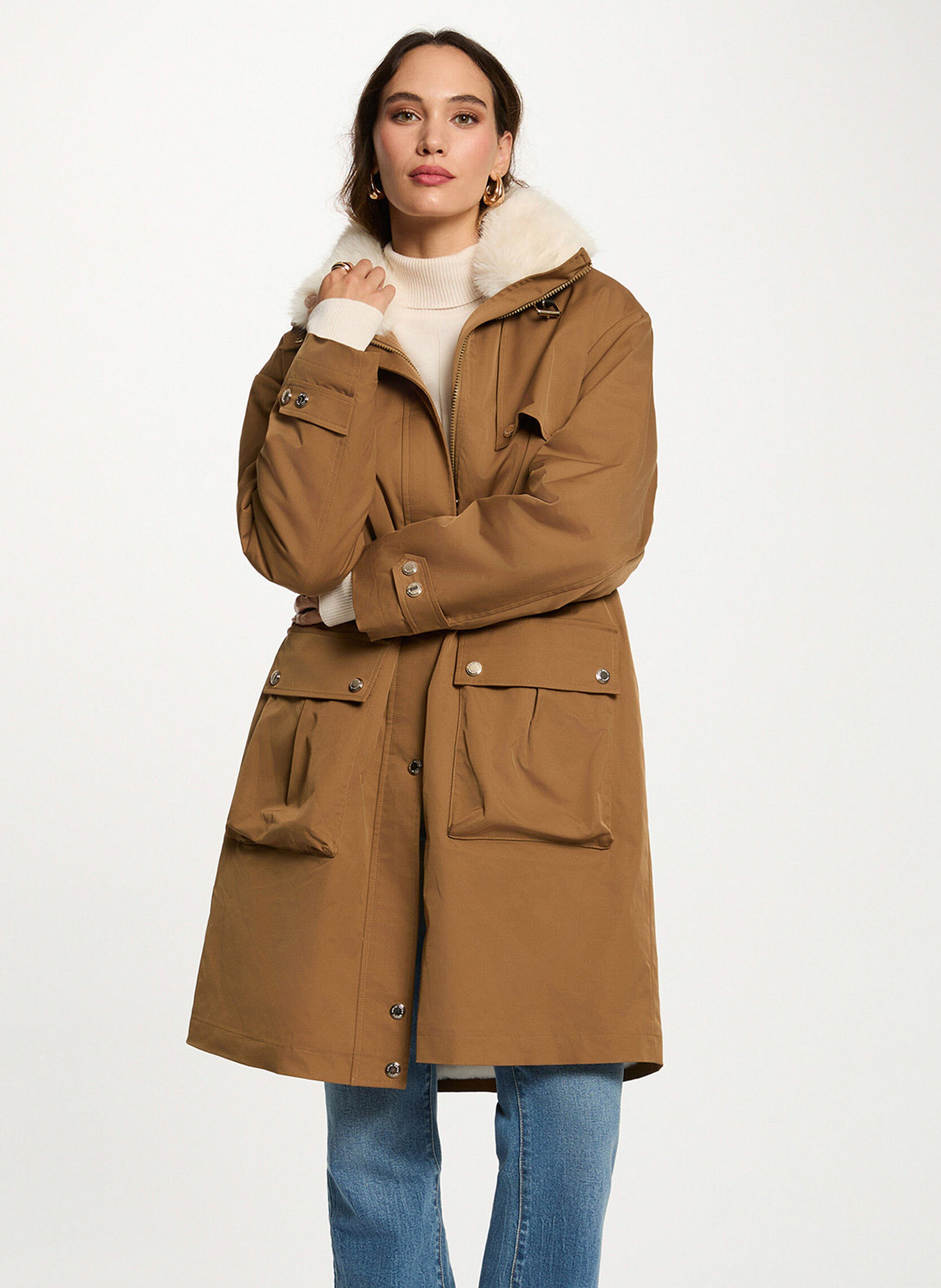 Oversized jas met opstaande kraag MORGAN Bruin