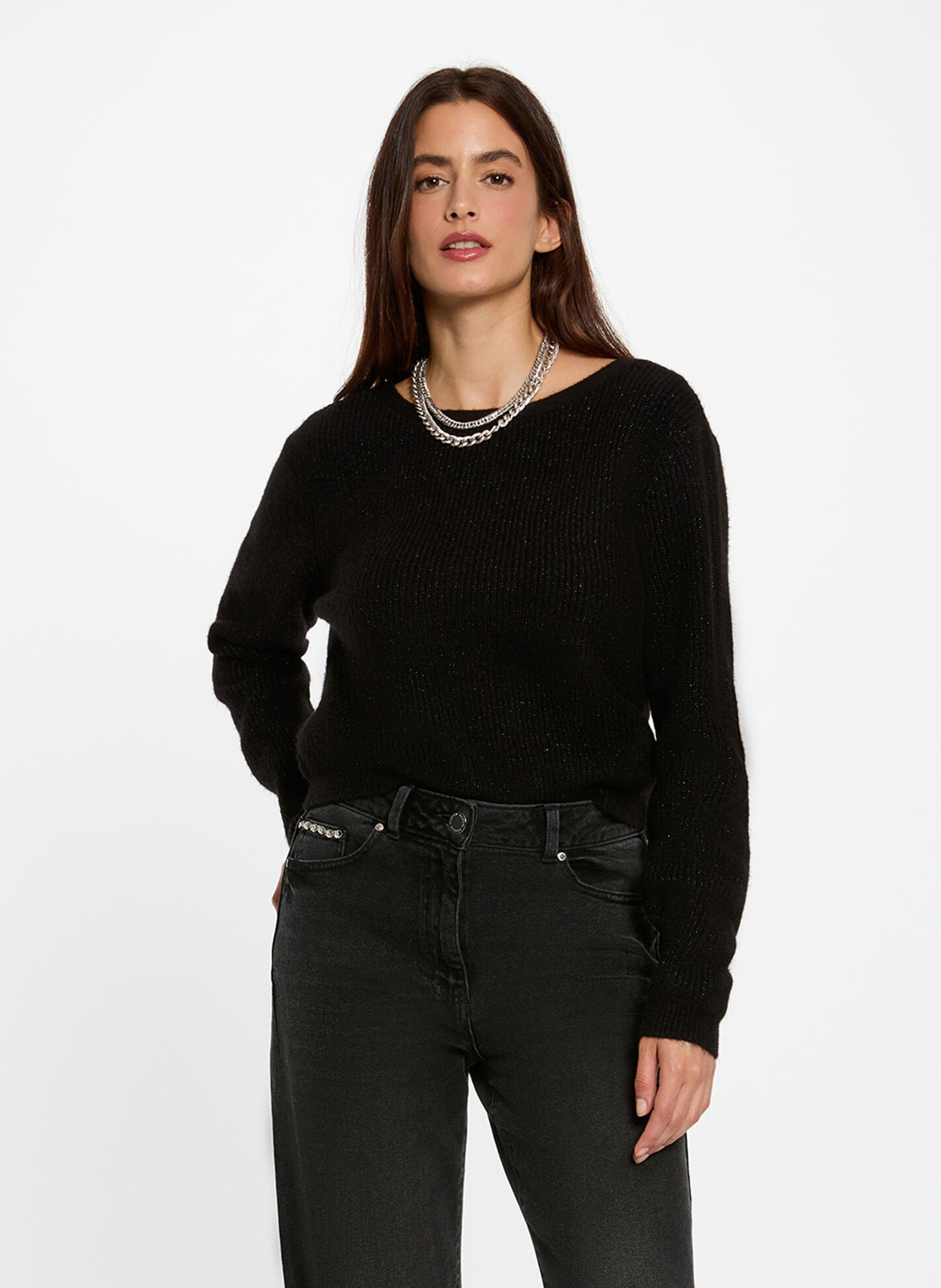 V-Ausschnitt-Strickjacke MORGAN Schwarz