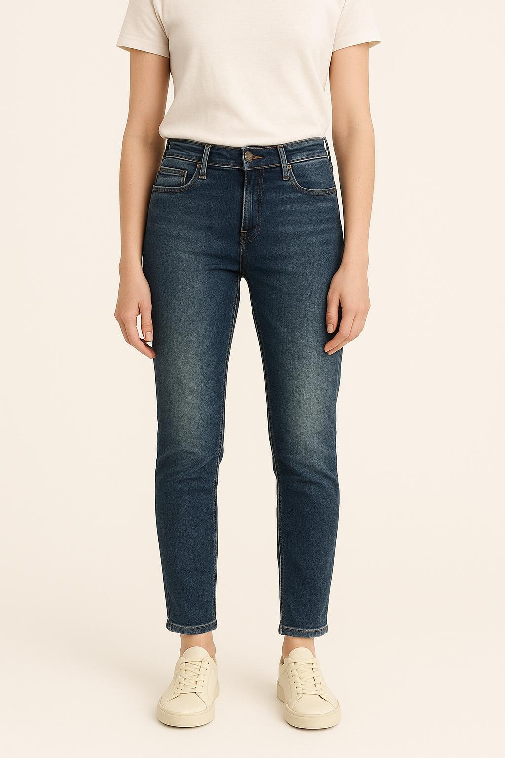 Cropped slim jeans with studs ACNE STUDIOS - Seconde Main Blue