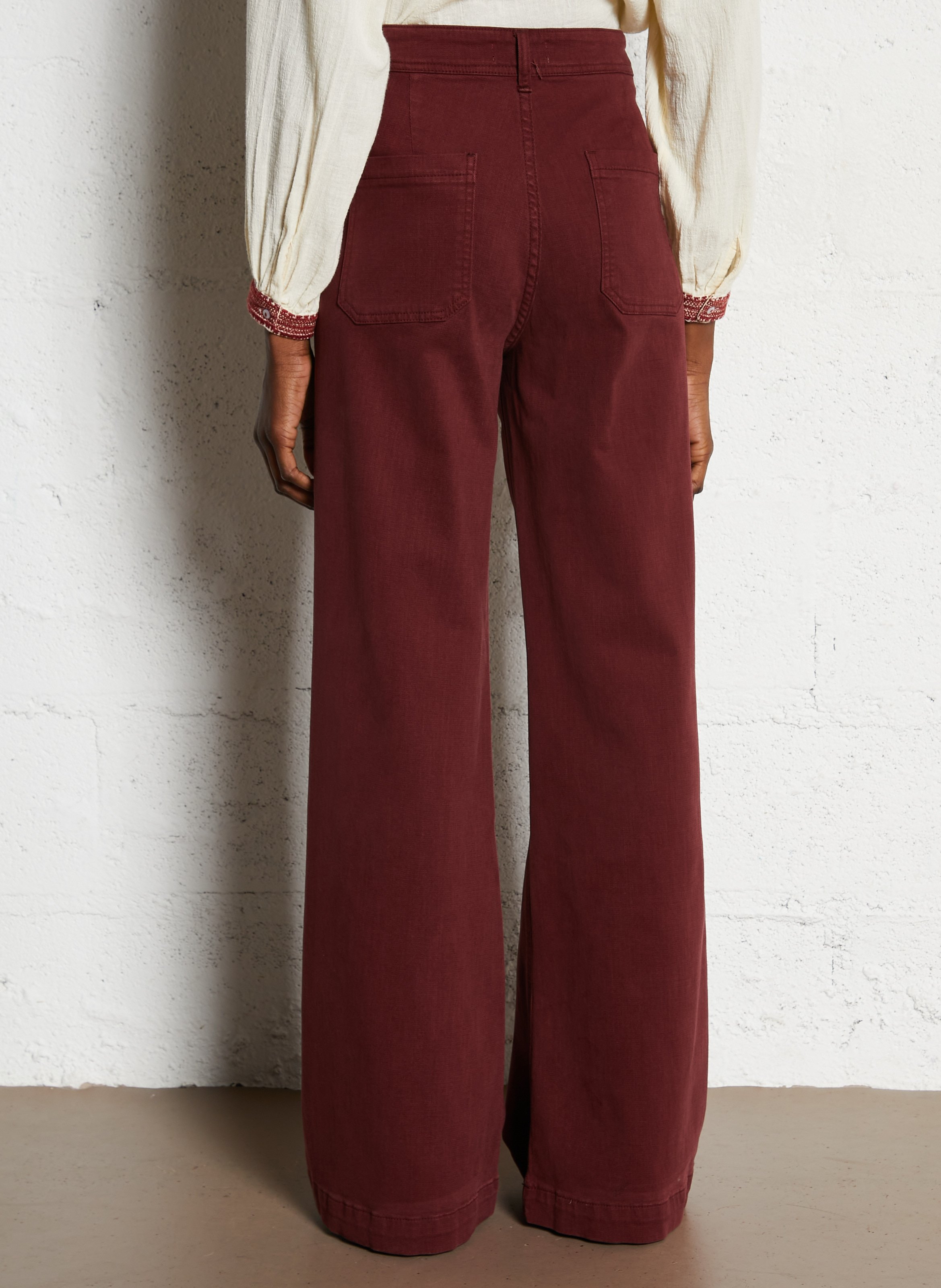 Wide plain trousers with braided pockets MAISON HOTEL Multicolored