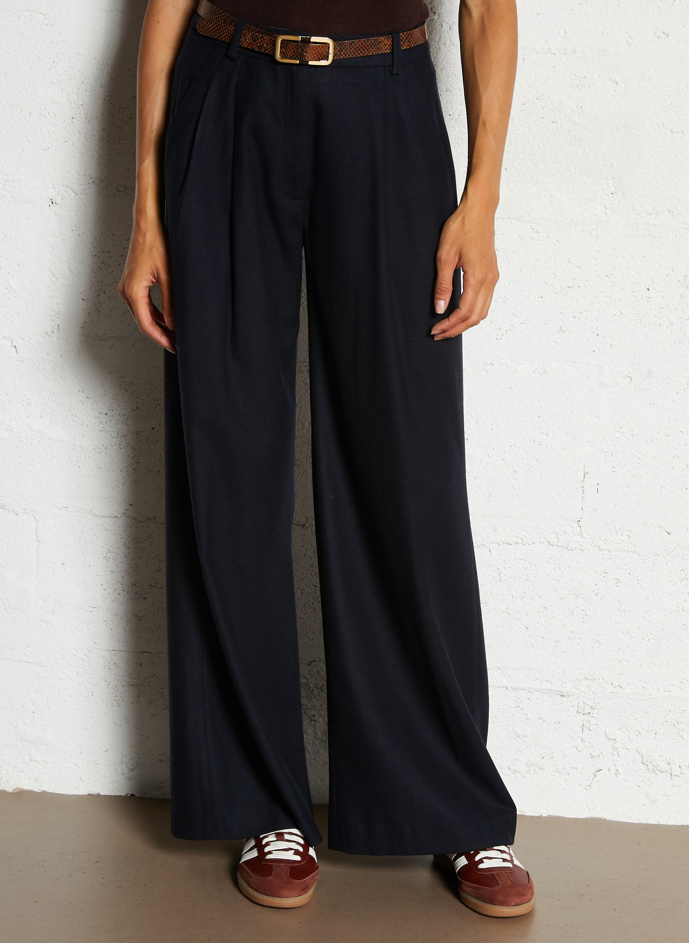 Pantalon large en laine mélangée DIEGA Bleu