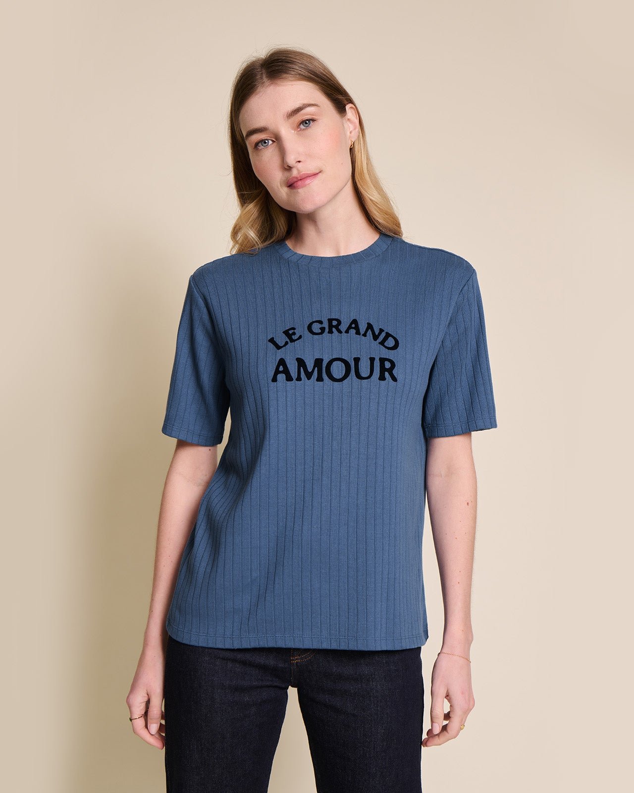 Le t-shirt le grand amour en coton bio EMOI EMOI Bleu