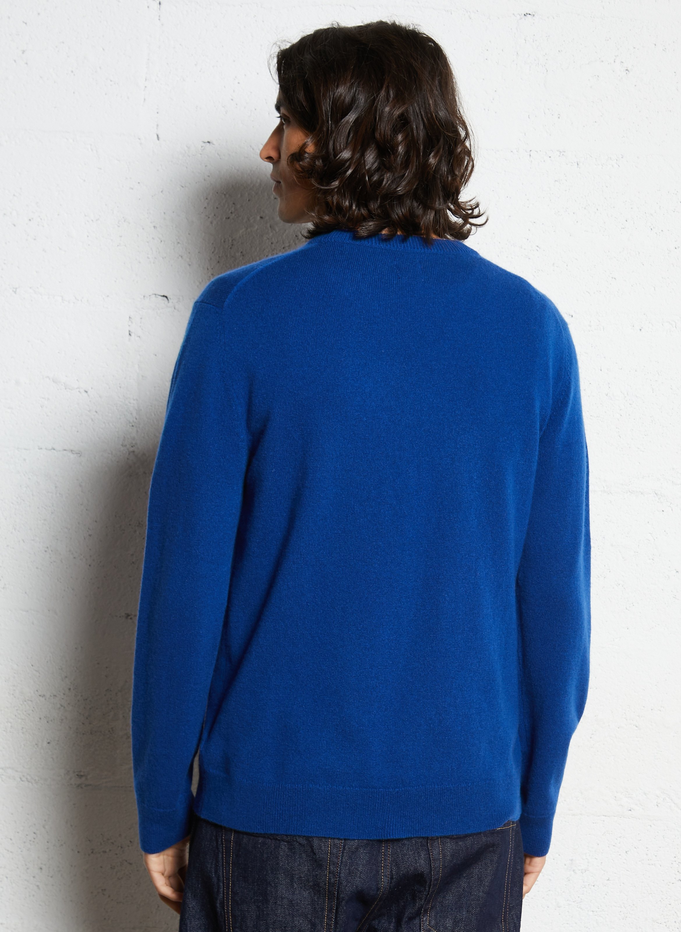 Straight cotton sweater with round neck AU PRINTEMPS PARIS Blue