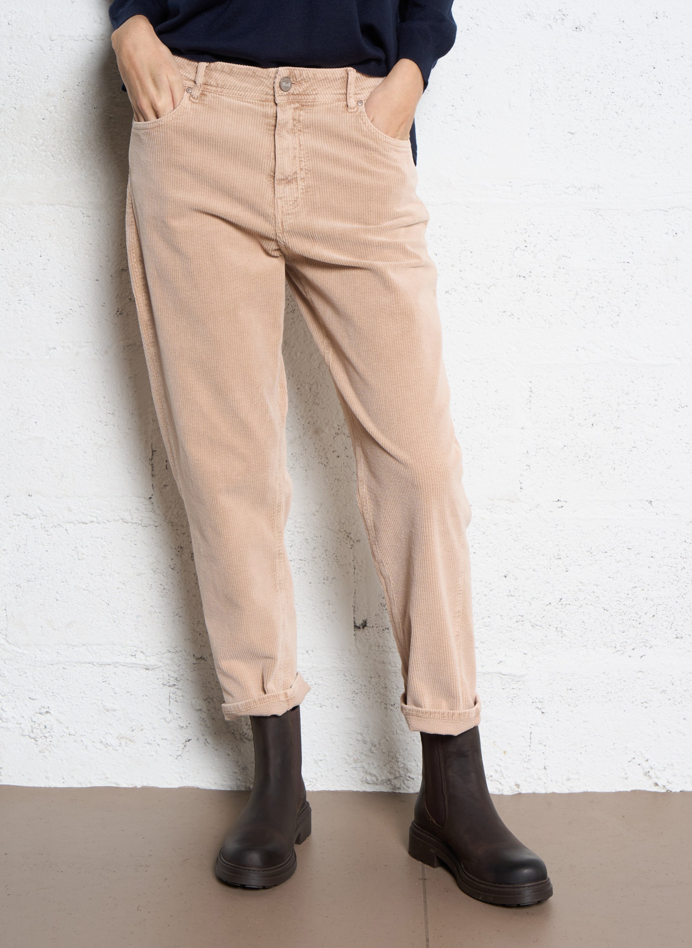 Pantalon slim en coton mélangé HOD PARIS Beige