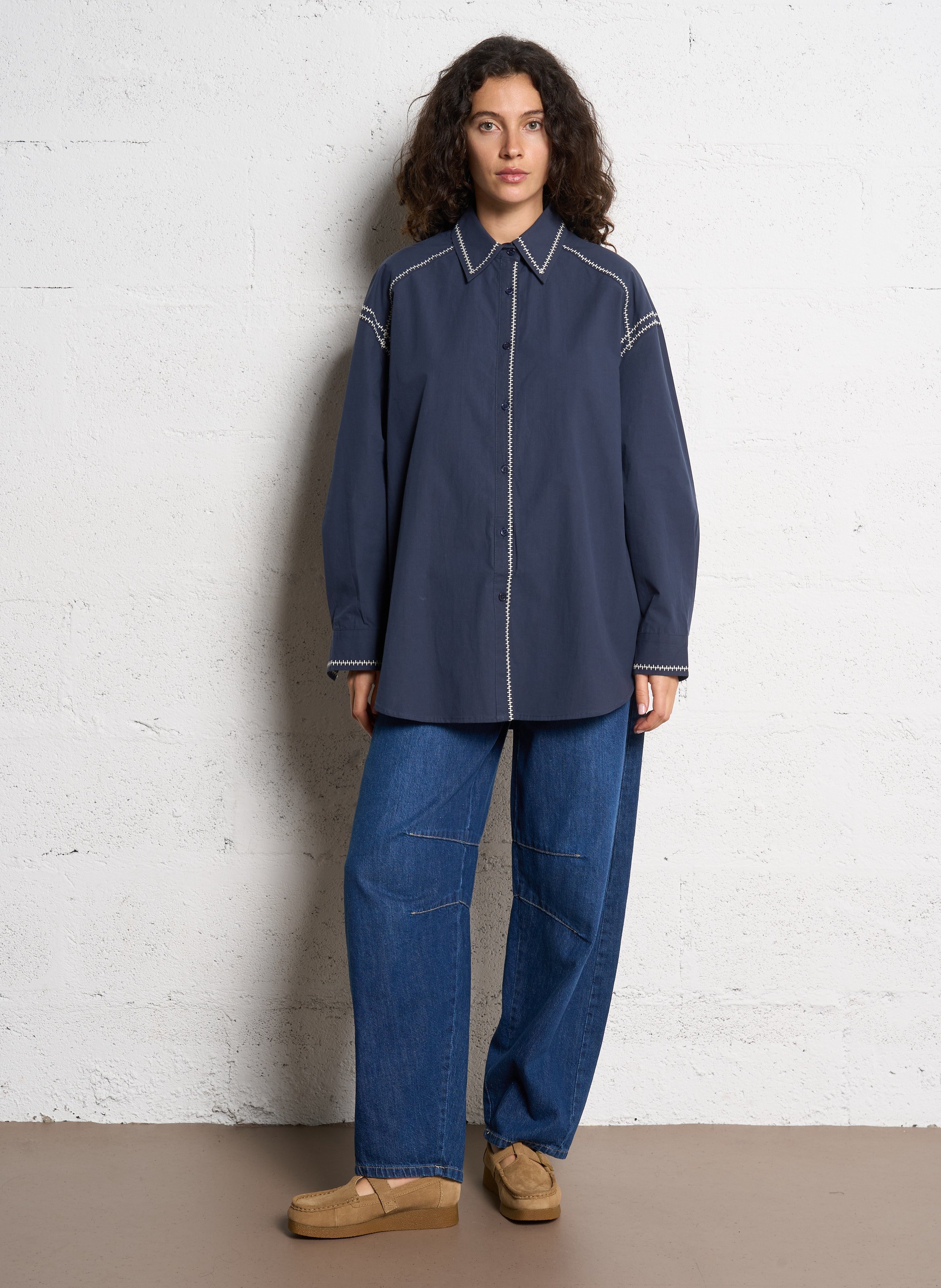 Baumwoll-Bluse THE KORNER Blau