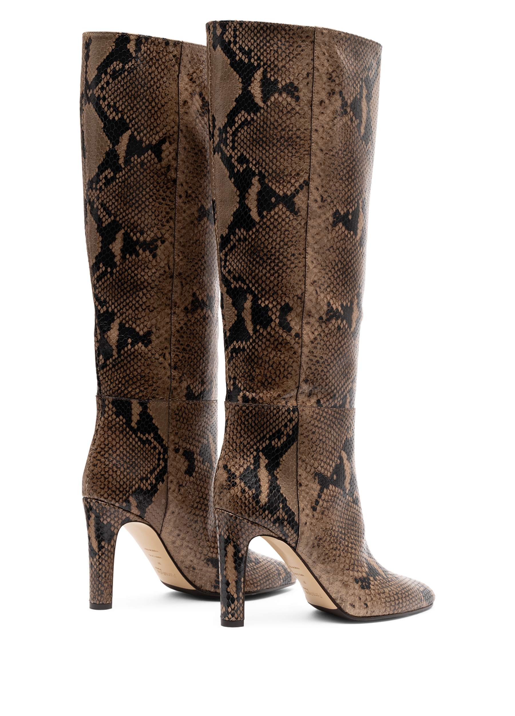 Printed taupe leather boots PARALLELE PARIS Grey