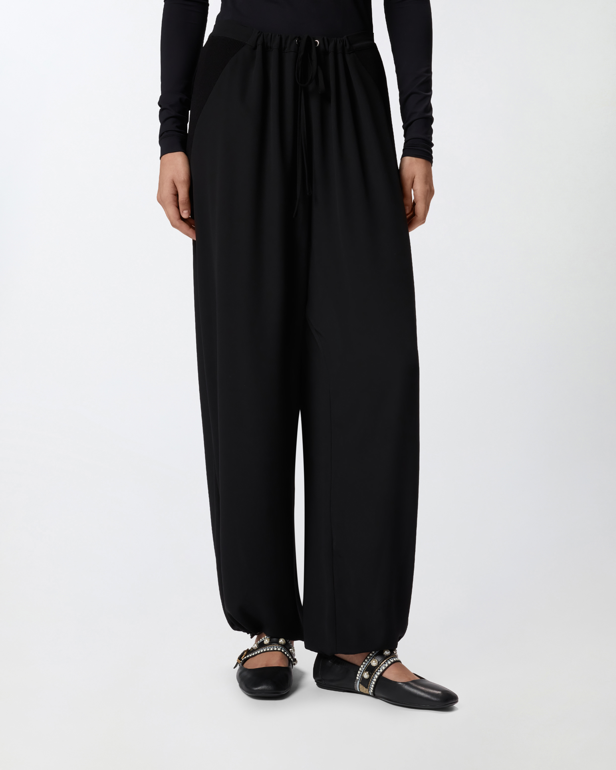 Wide leg pants with elastic waistband PINKO Black
