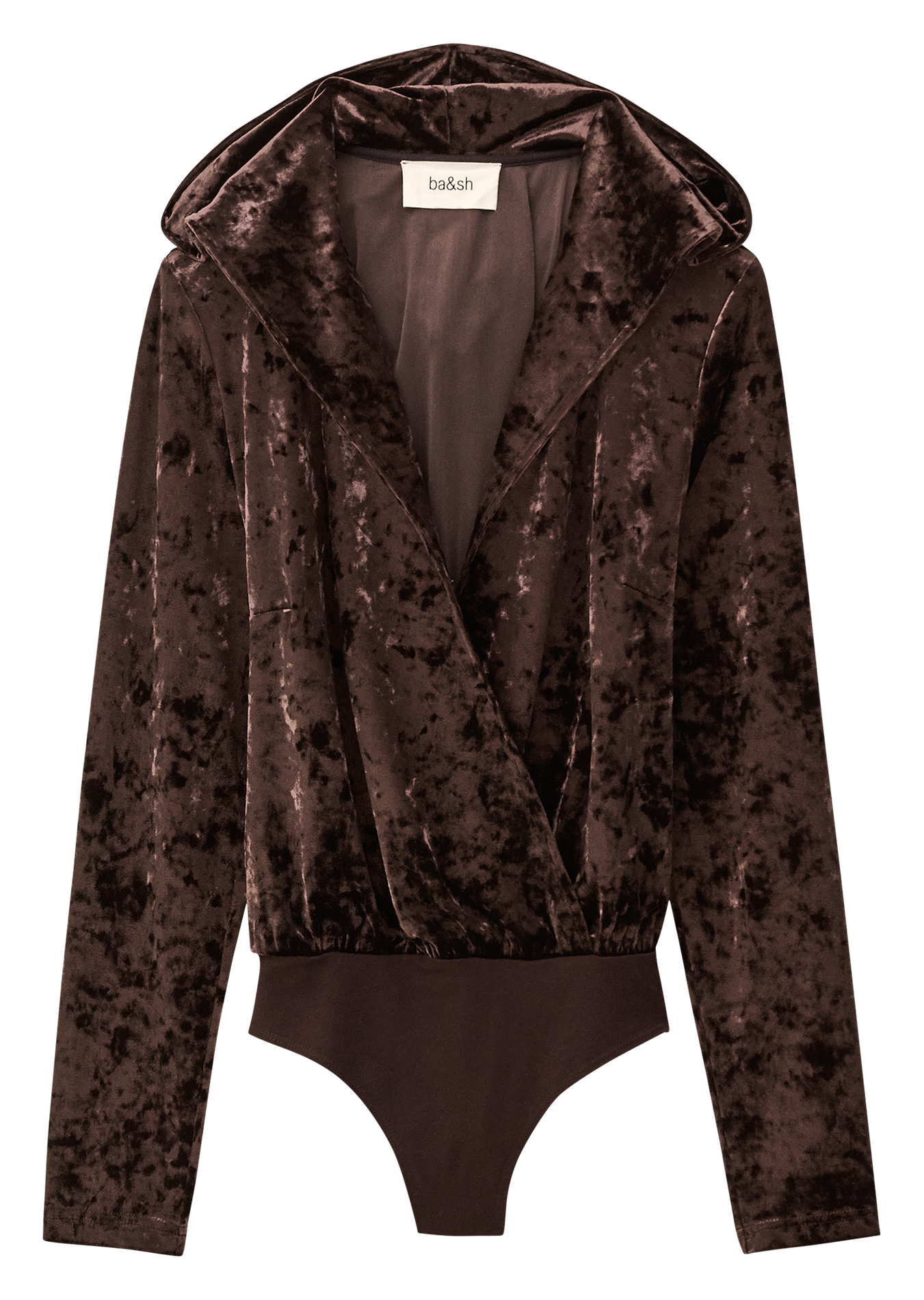 Body à capuche en velours imprimé BA&SH Noir