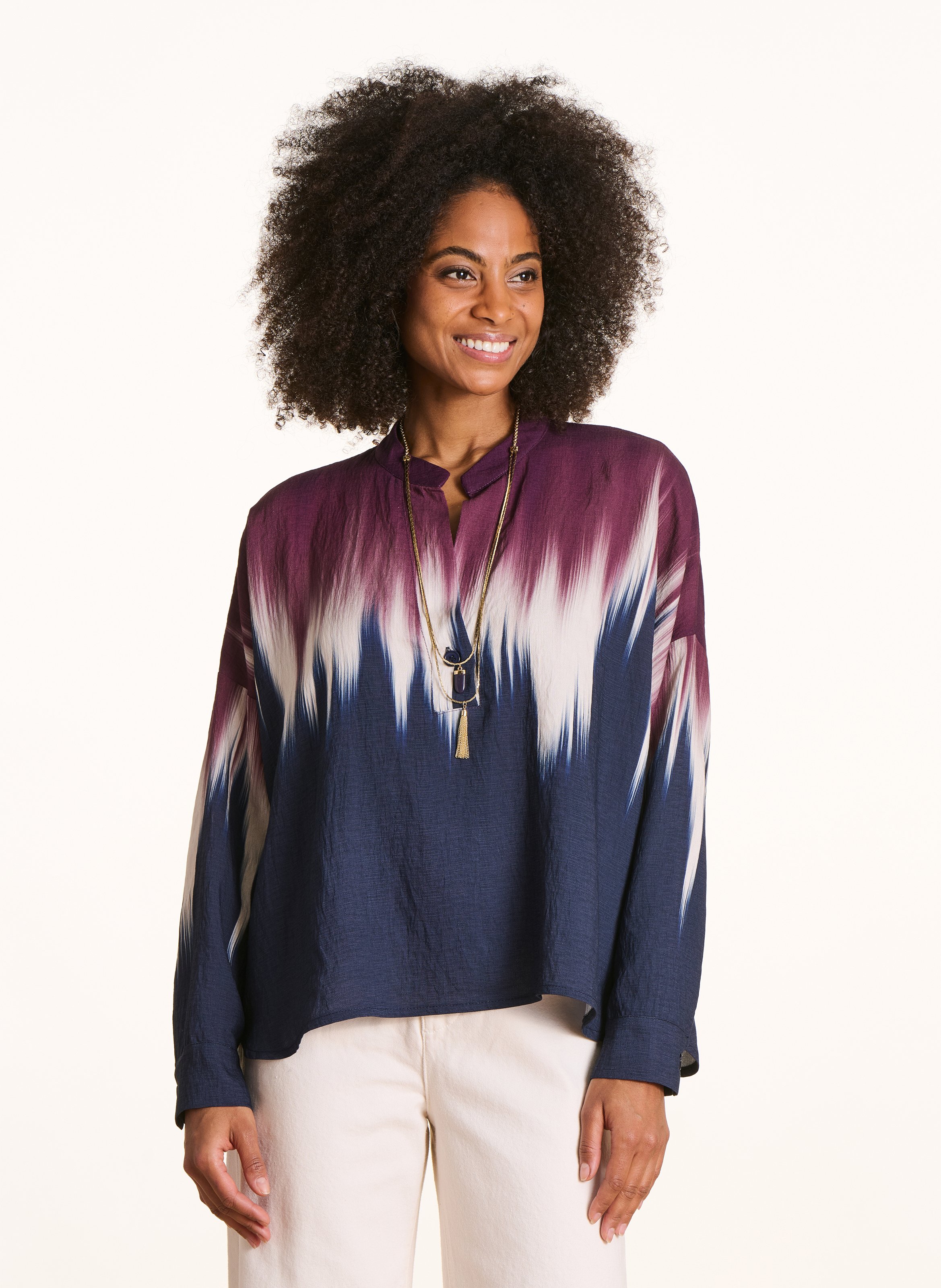 Blouse col V imprimé tie & dye LA FEE MARABOUTEE Multicolore