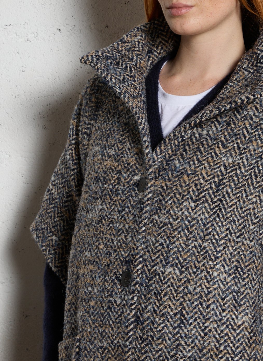 High-neck wool-blend cape MAISON 123 Blue