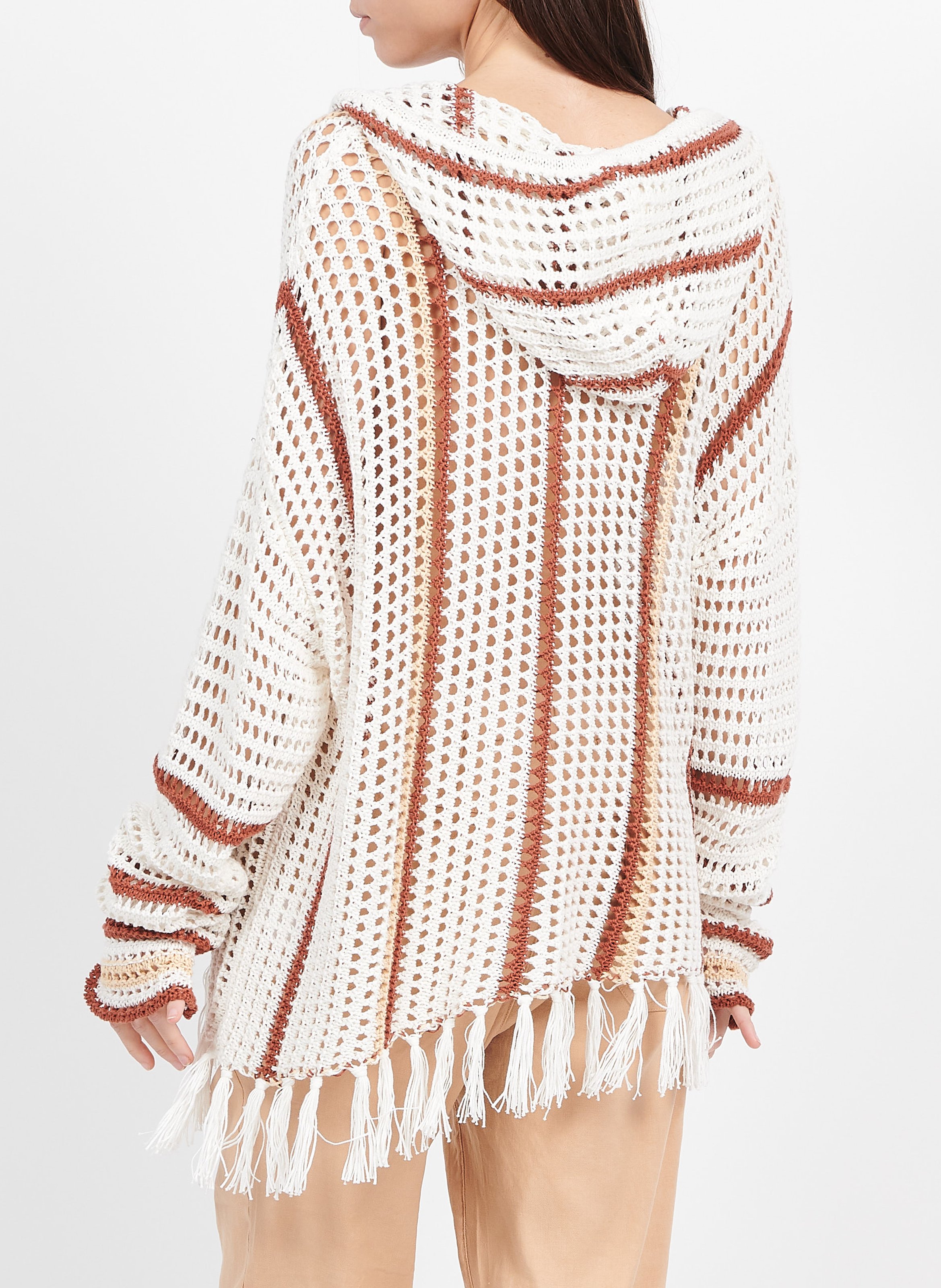 Pull en crochet à rayures en coton  SACK S Beige