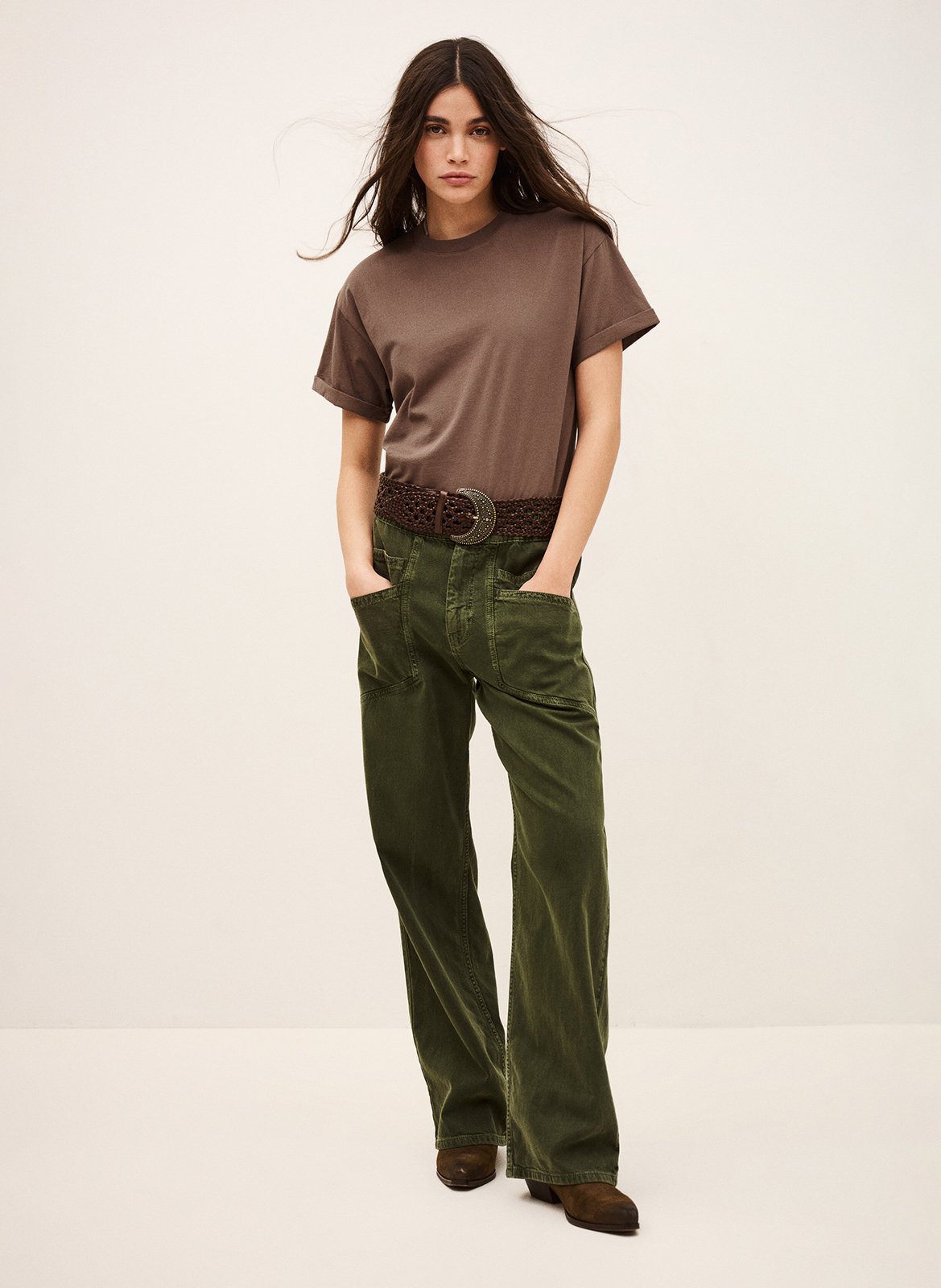 Tee-shirt droit col rond en coton BA&SH Orange