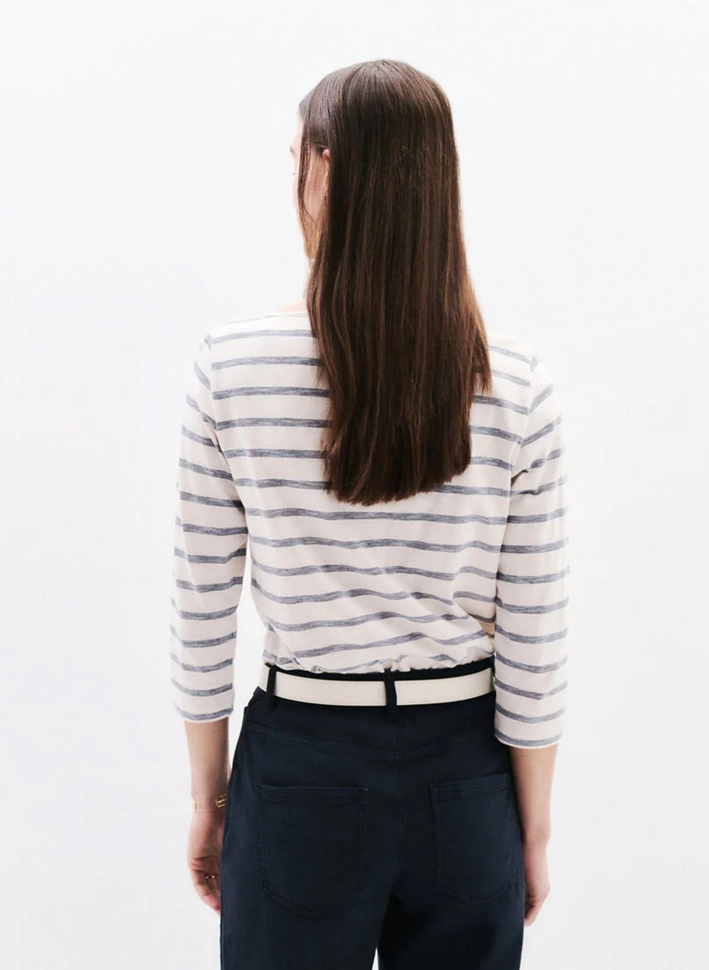 Tee-shirt col bateau rayé en coton CAROLL Bleu