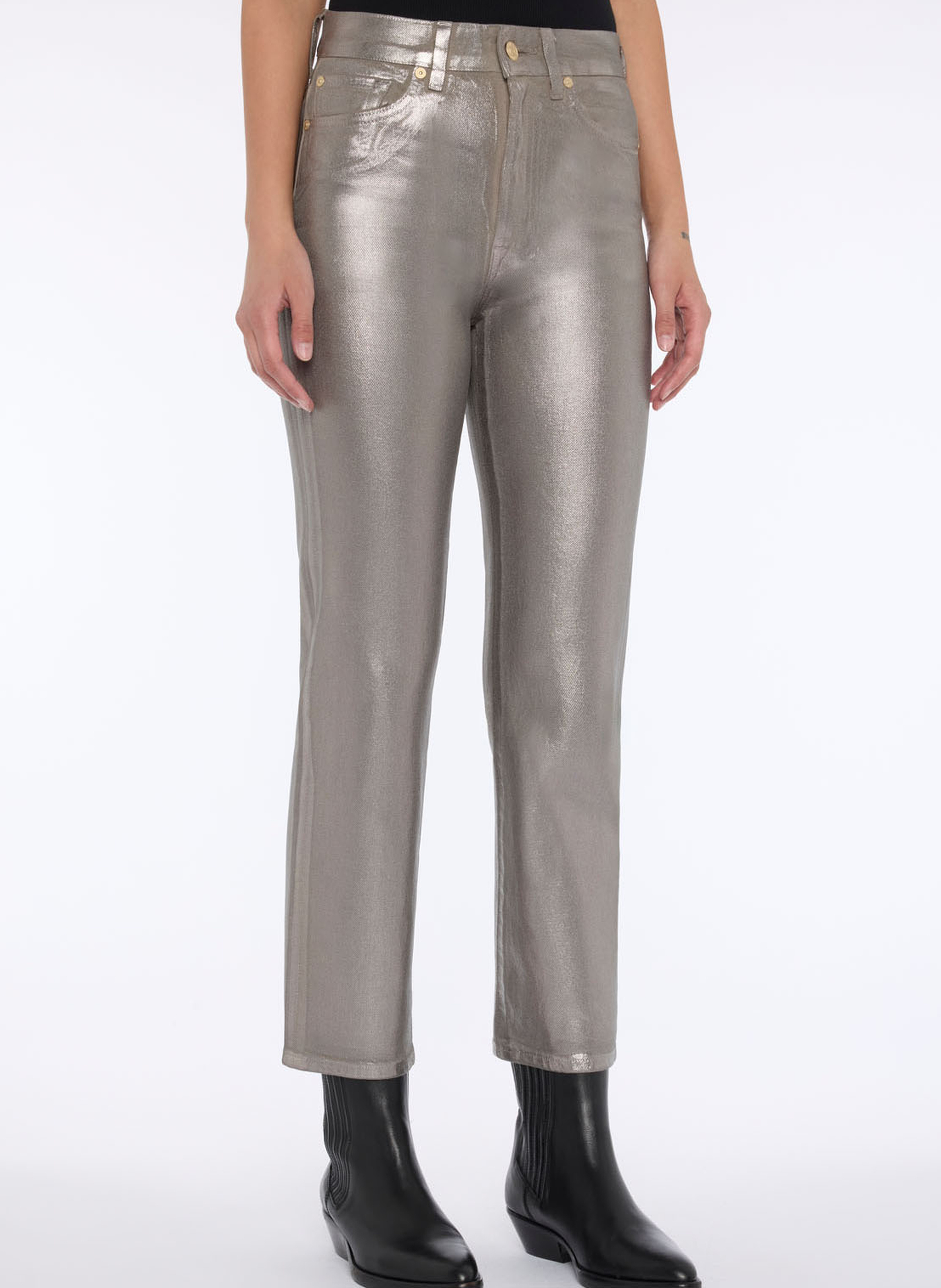 High-rise cropped pants 7 FOR ALL MANKIND Yellow