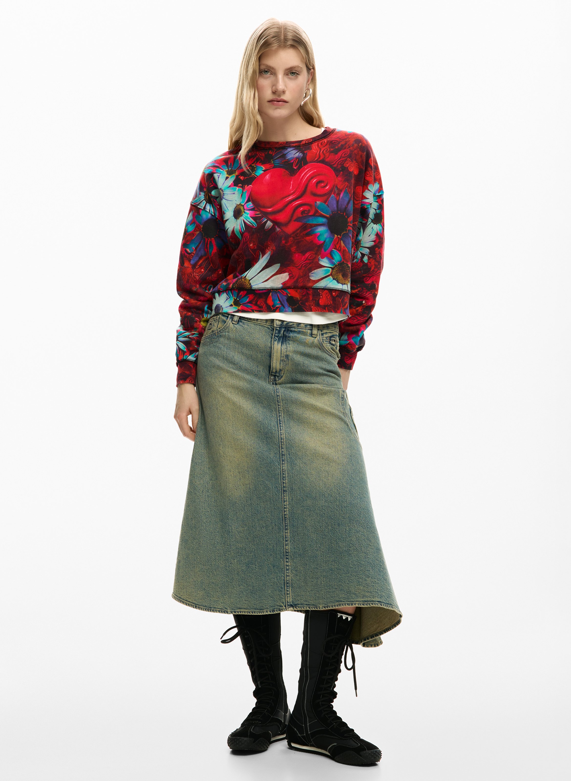 Cotton round-neck sweatshirt DESIGUAL Black