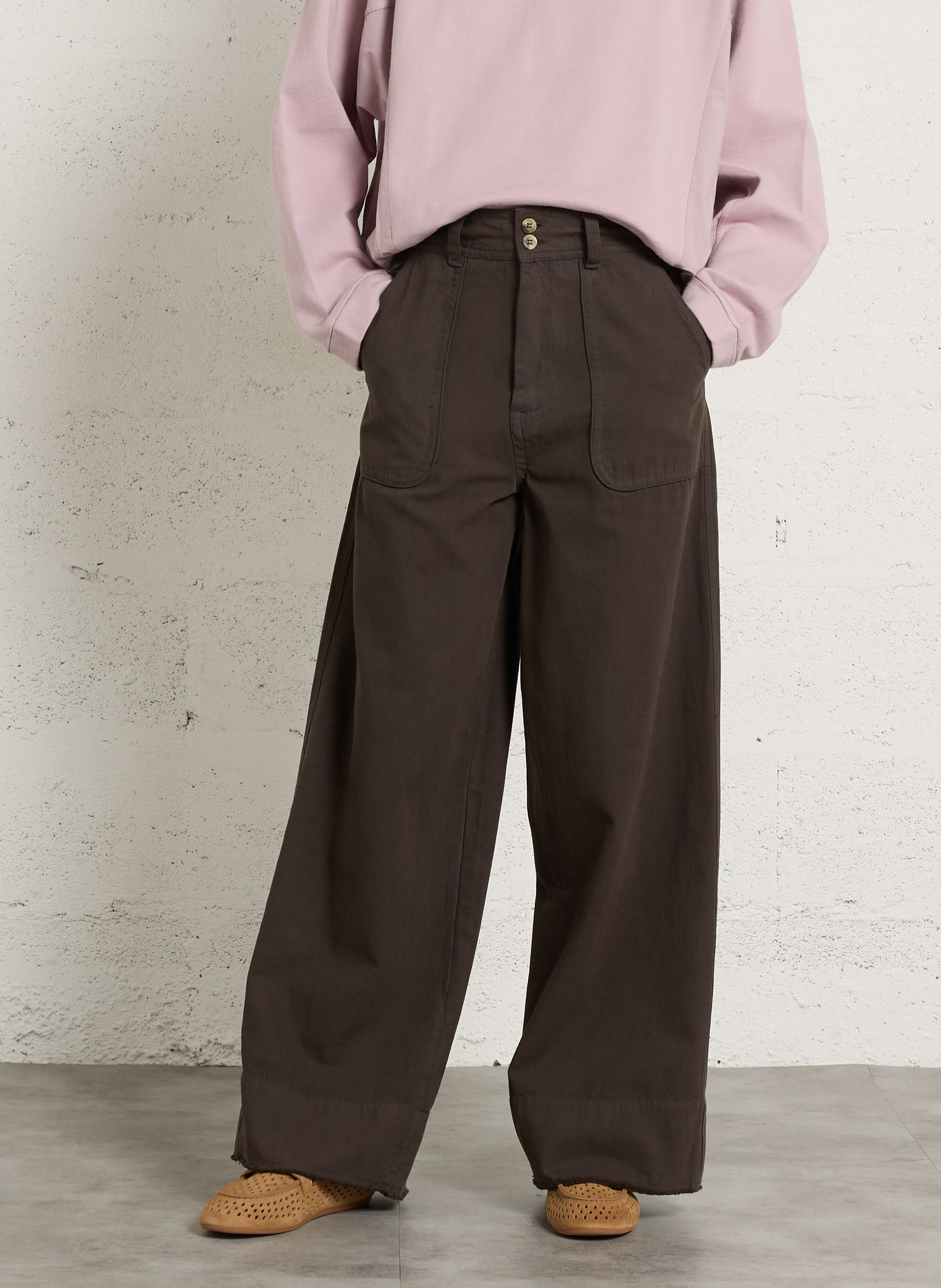 Weit geschnittene Taillenhose aus Baumwolle LEON & HARPER