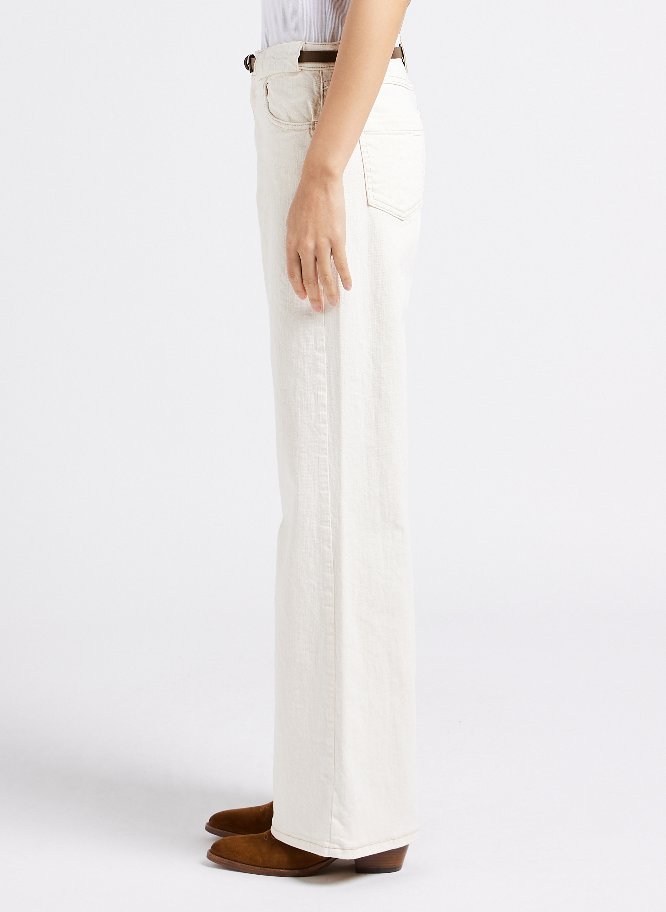 Jean droit en coton mélangé PLEASE Beige