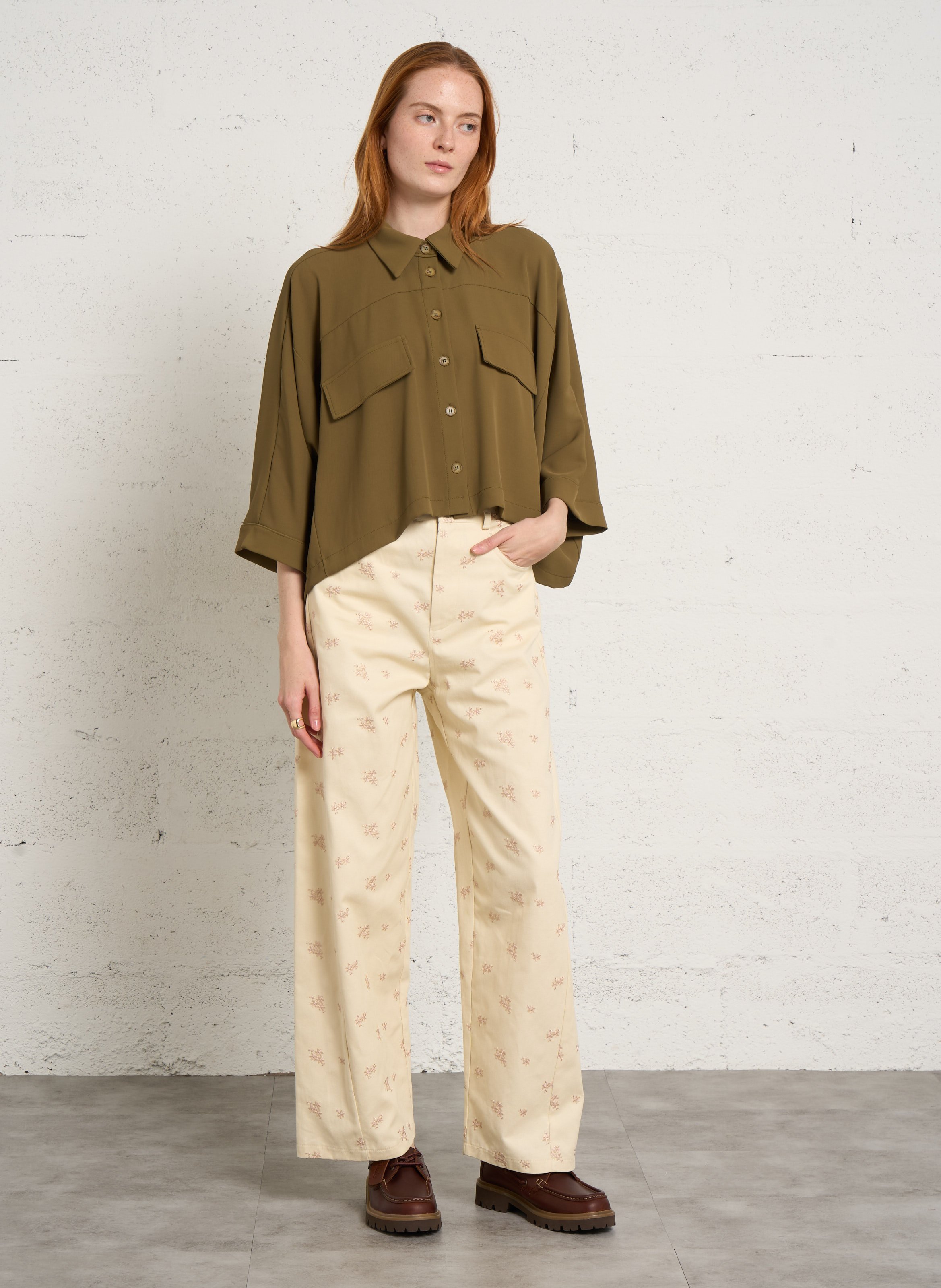 Chemise courte ample manches kimono IMPERIAL Vert