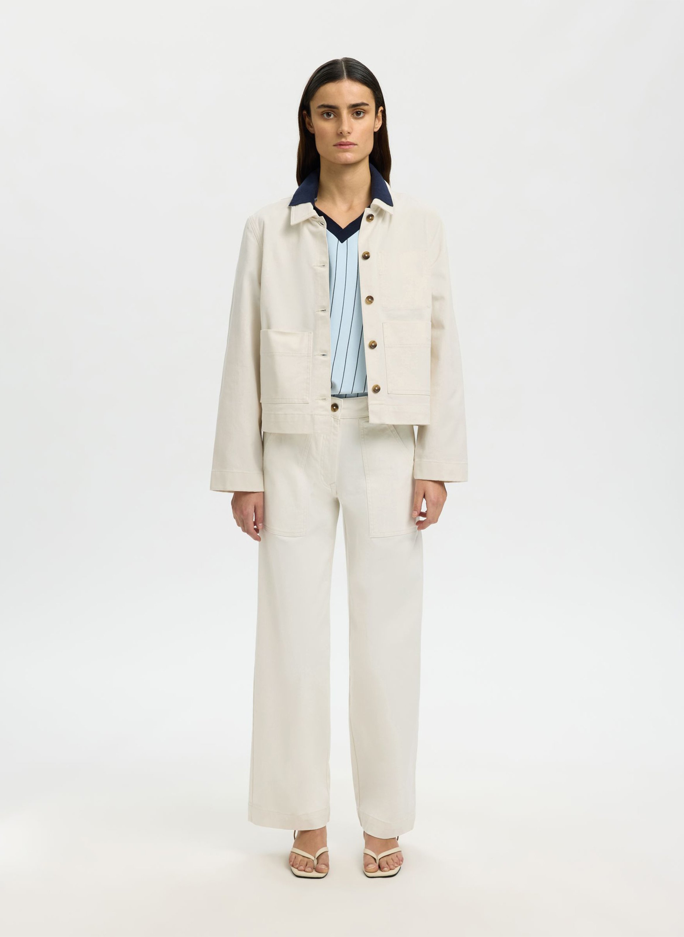 Cotton utility jacket SELECTED Beige