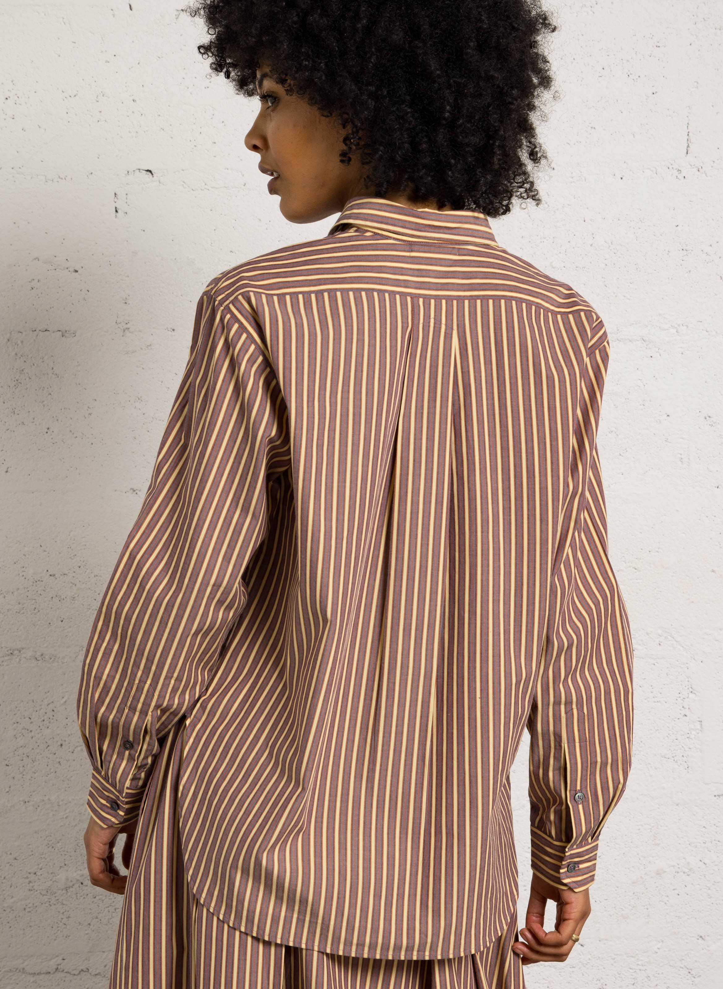 Chemise à rayures col classique MOISMONT Prune