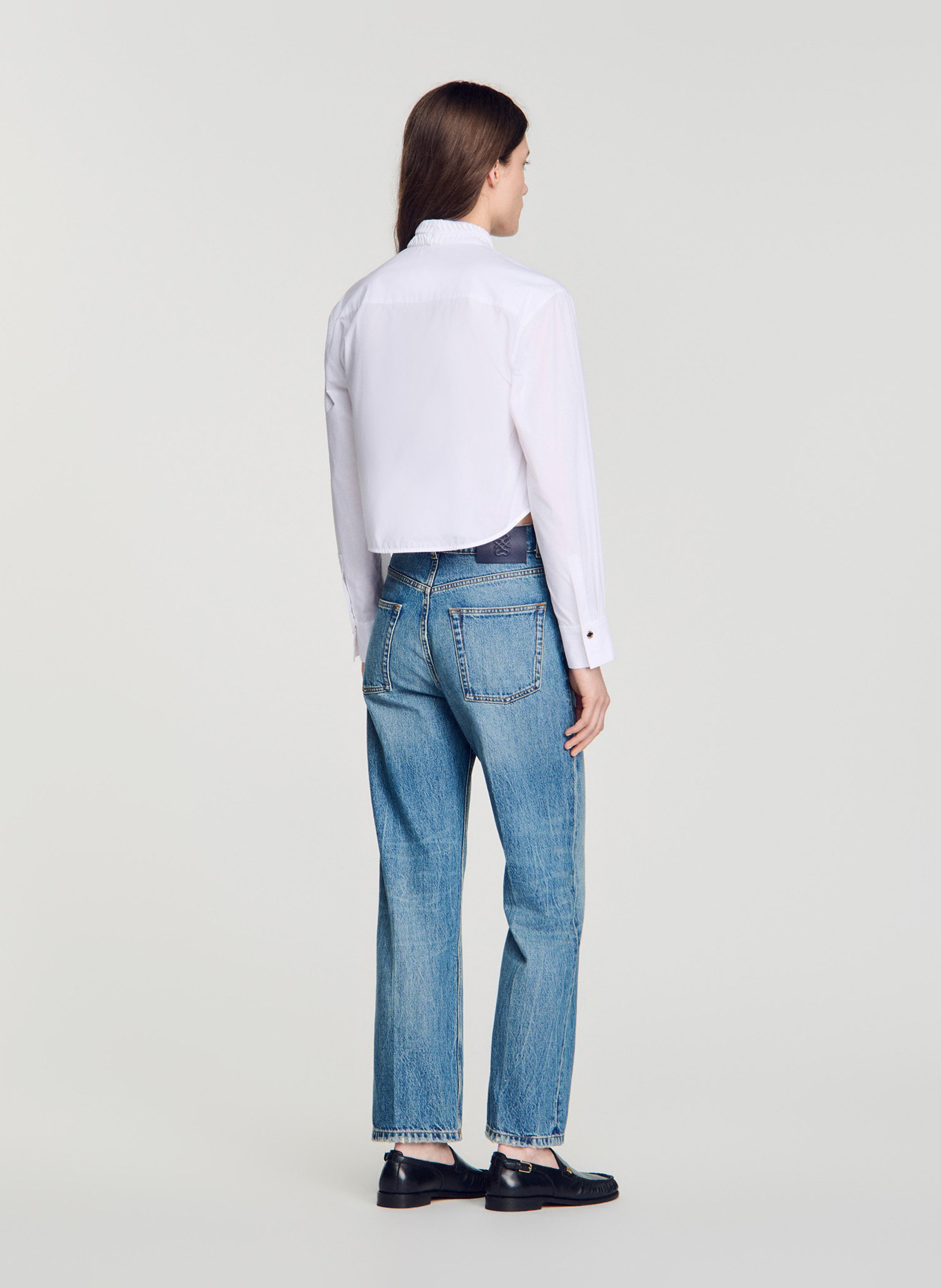 Regular-fit polka dot shirt with Victorian collar SANDRO White