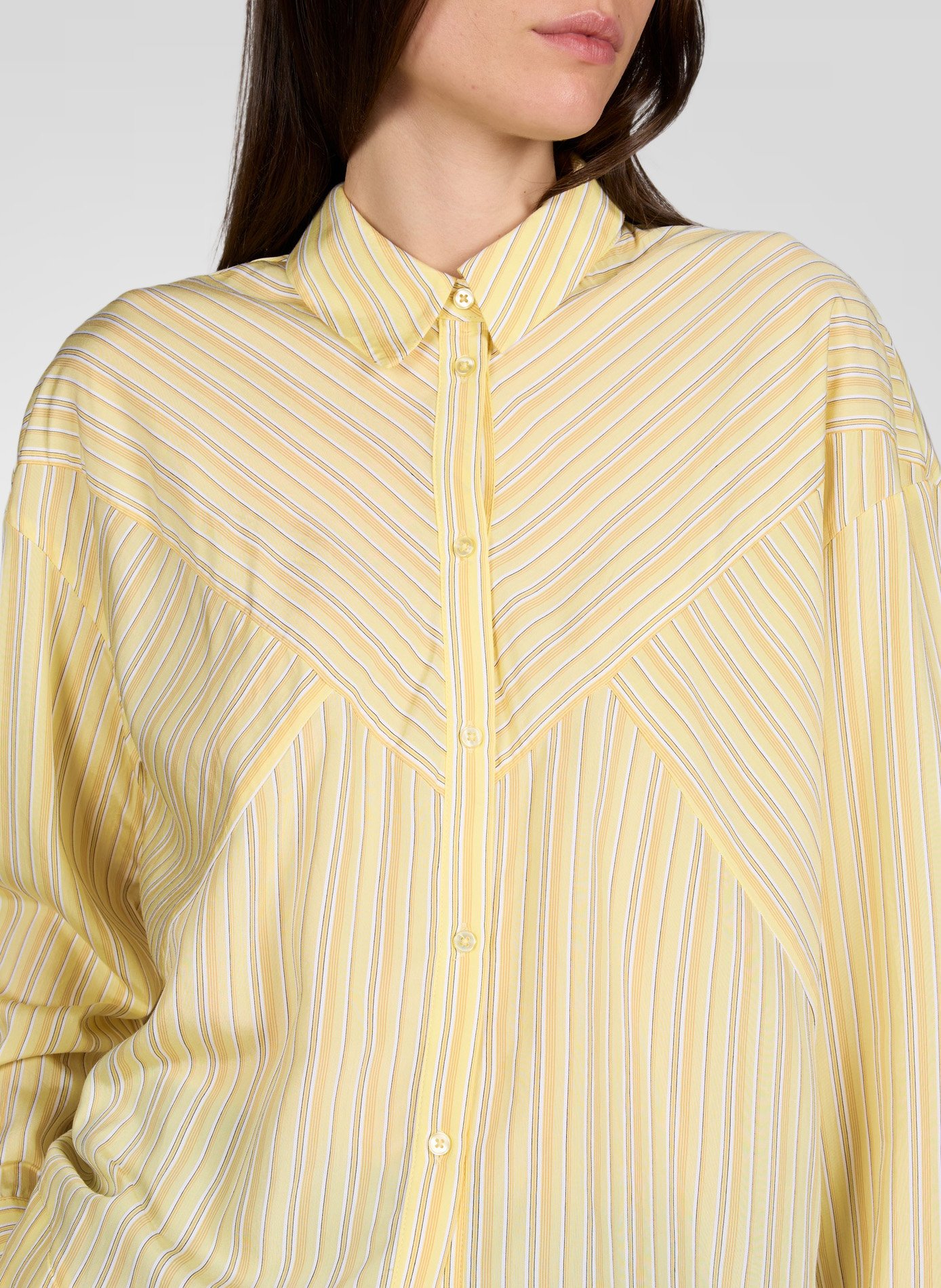 Straight striped shirt with classic collar OBJECT Yellow
