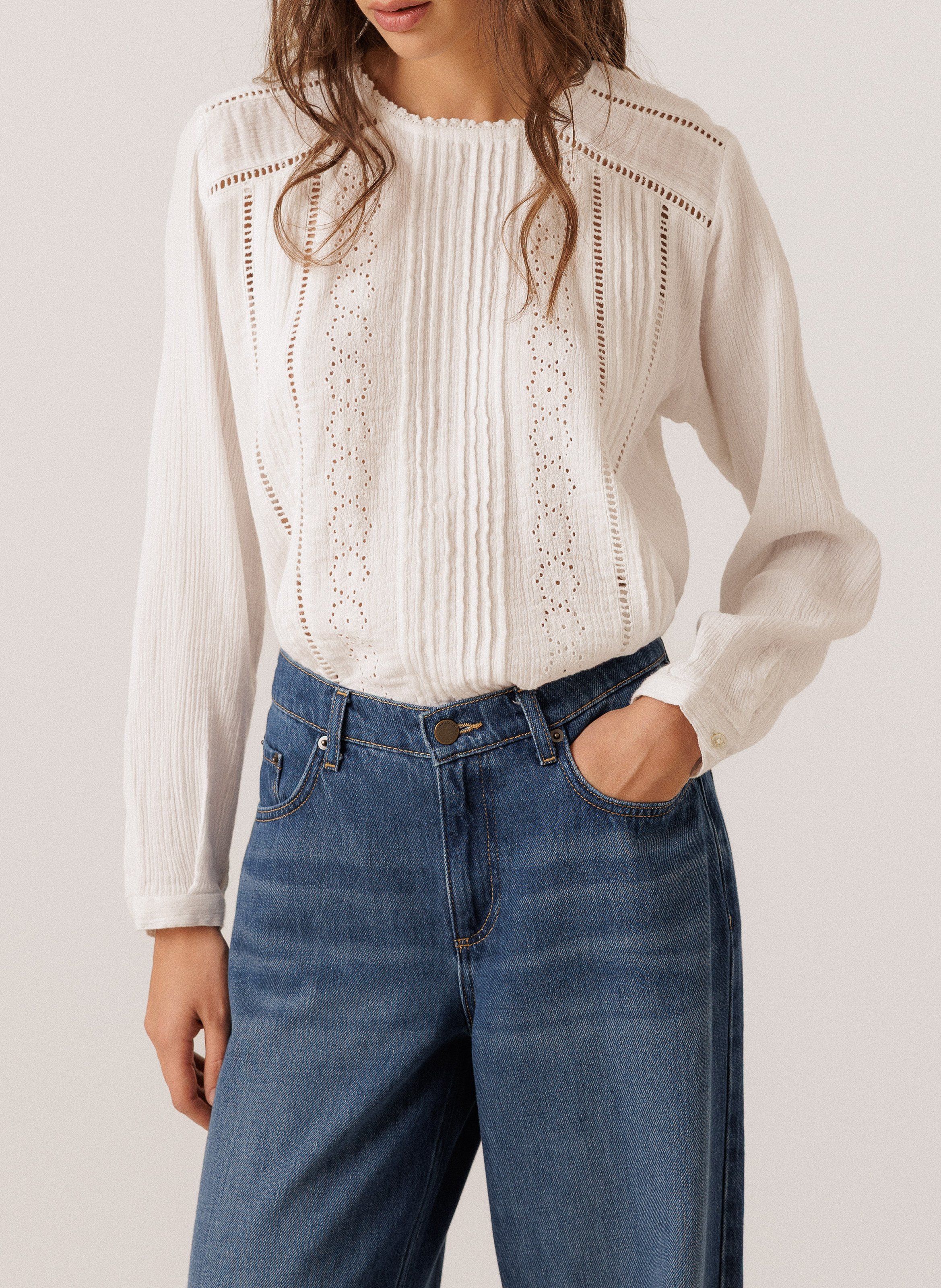 Top ample en coton INDI & COLD Blanc