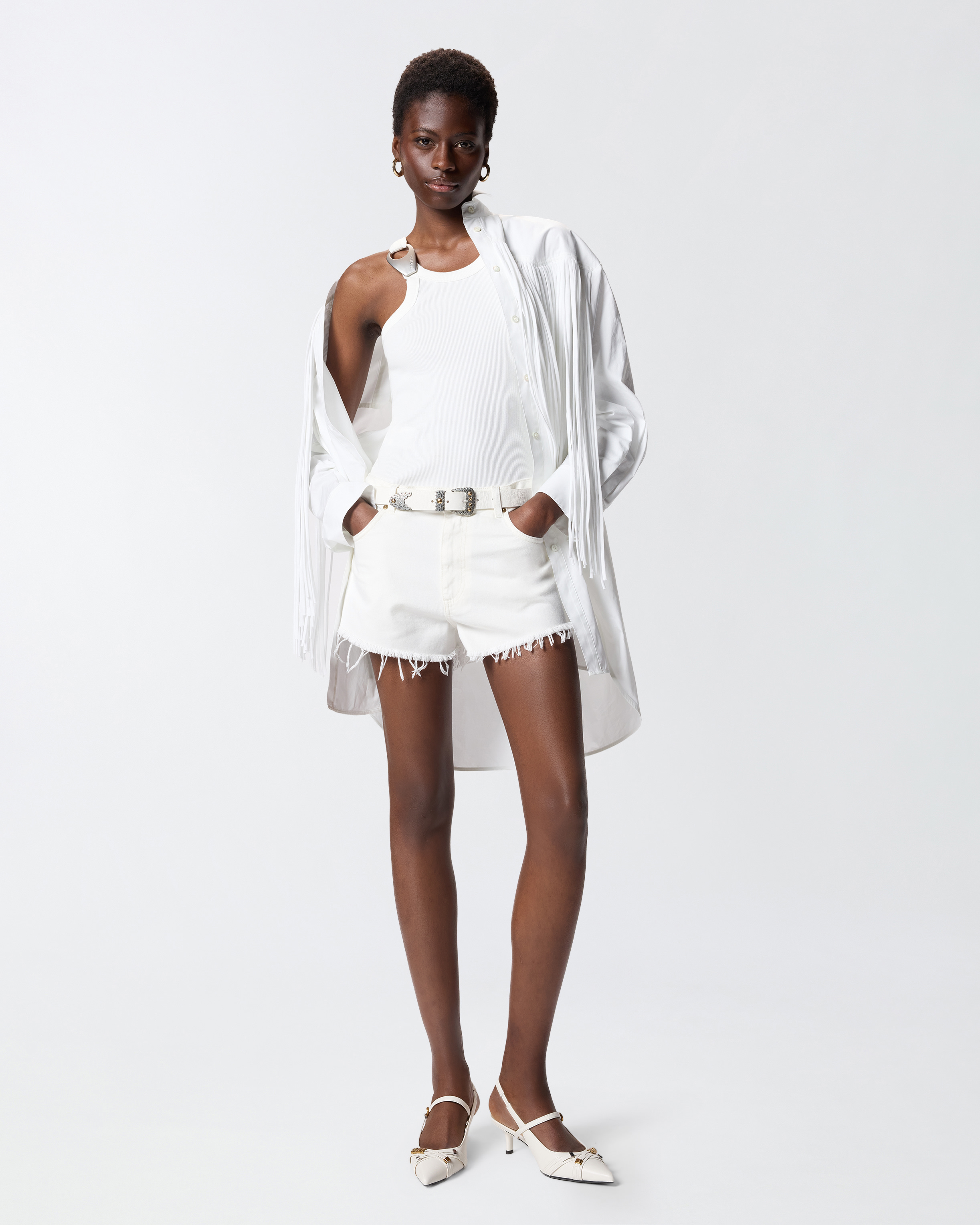 Short in cotton with logo embroidery PINKO White