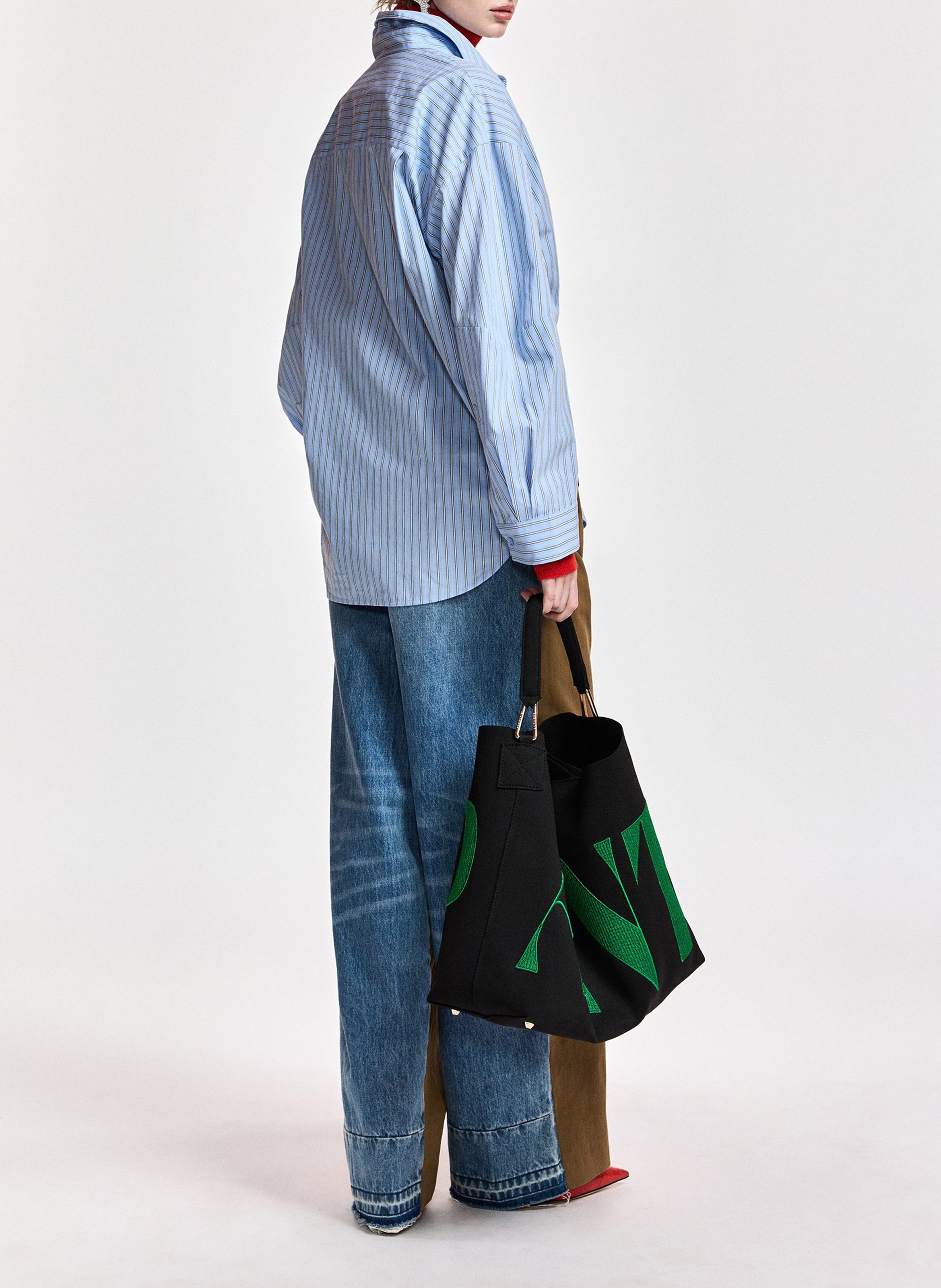 Gerade geschnittene Bluse aus Bio-Baumwolle mit Streifen ESSENTIEL ANTWERP Blau