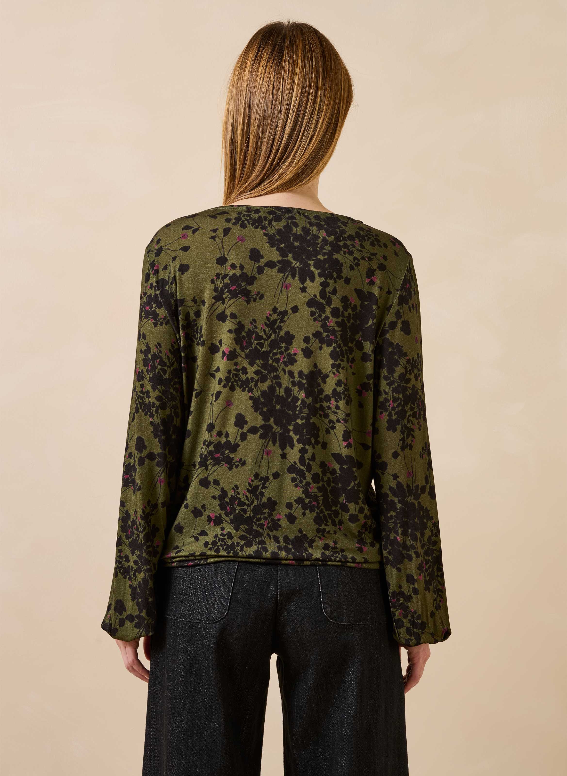 Bedrukt T-shirt met strikje LA FEE MARABOUTEE Groen
