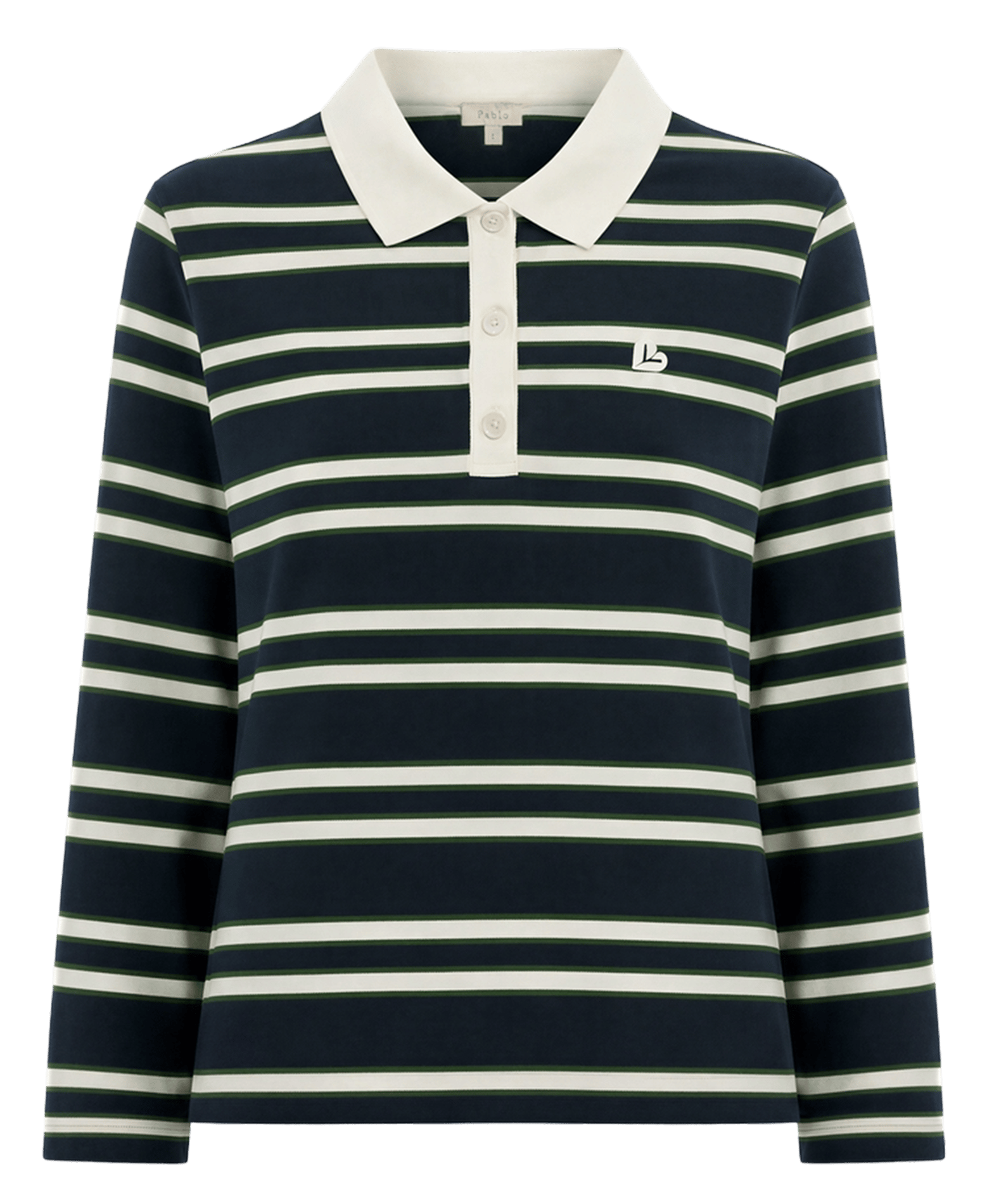 Gerade geschnittenes Poloshirt mit Streifen aus Baumwollmischung. PABLO Blau