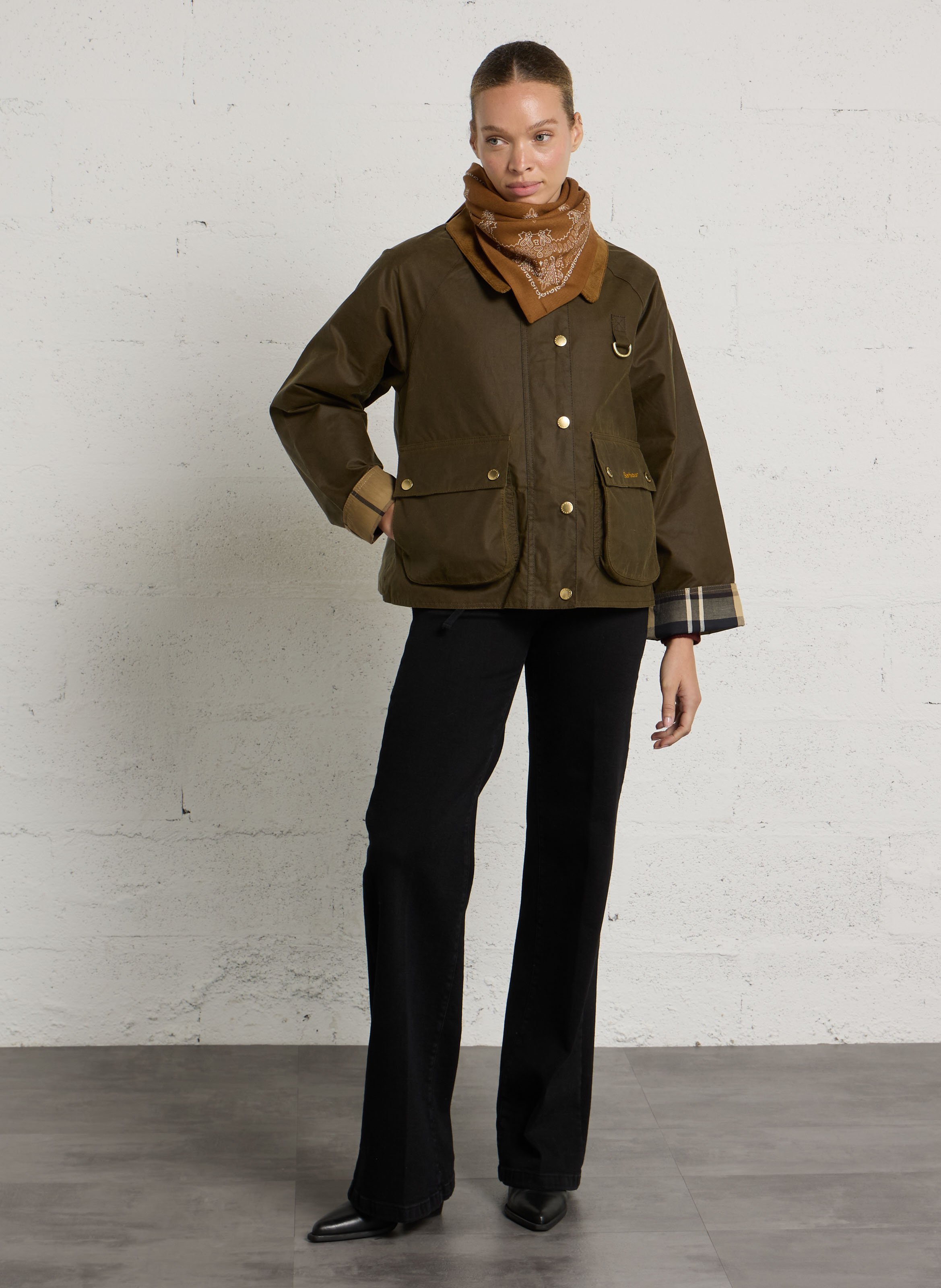 Straight jacket with velvet collar in cotton BARBOUR Khaki