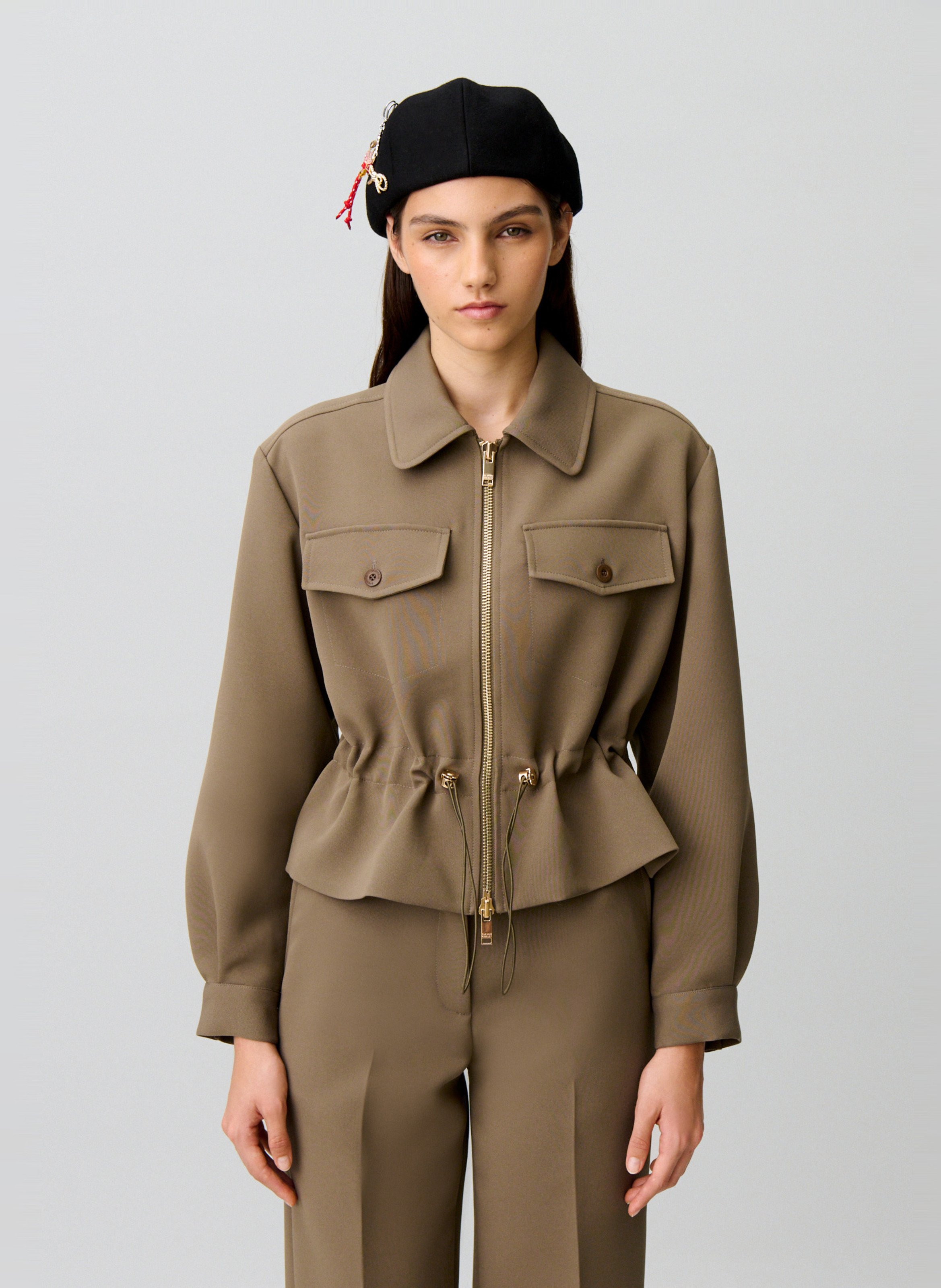 Blouson cintré manches longues uni  CLAUDIE PIERLOT Kaki