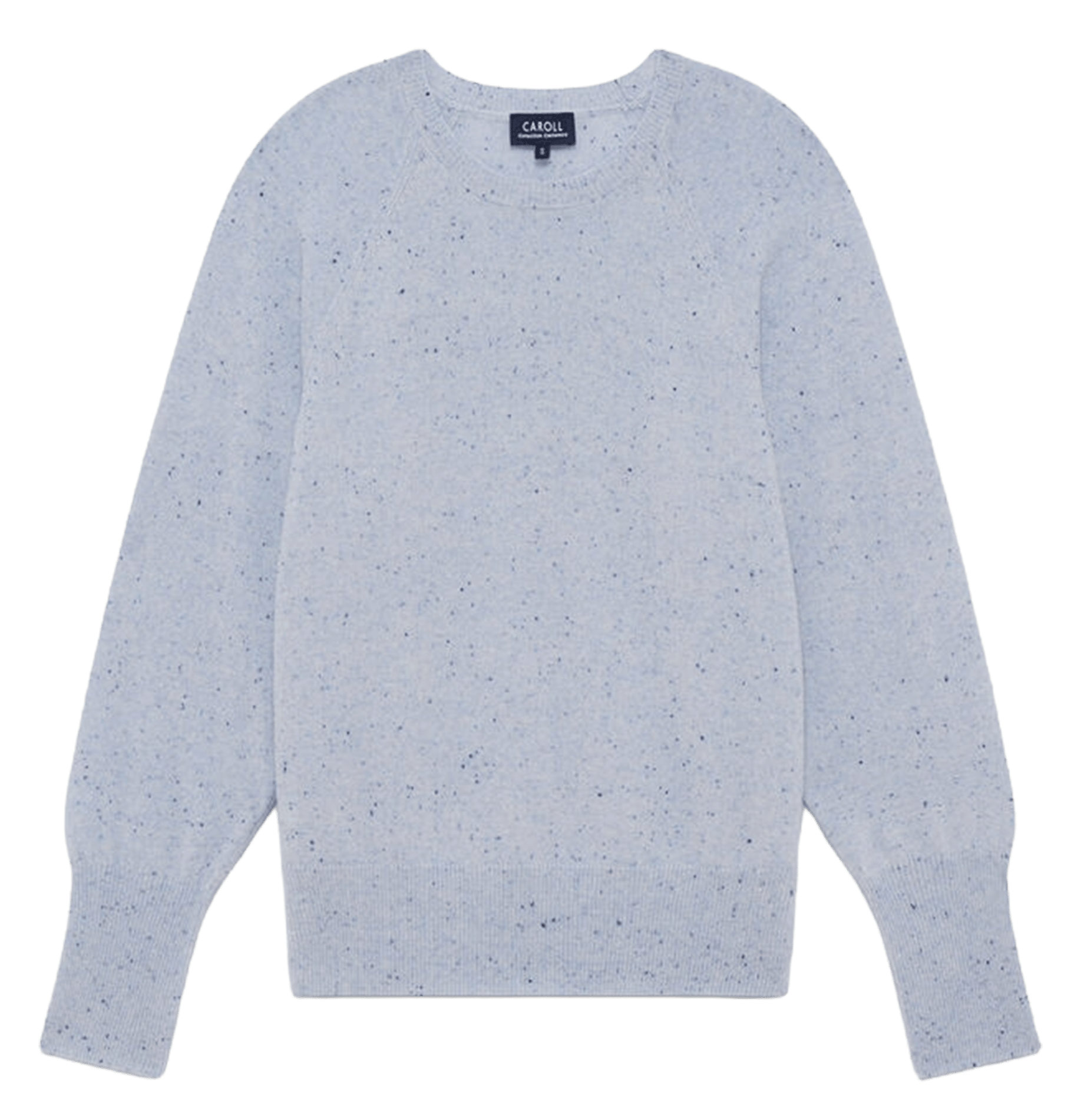 Plain round-neck marled cashmere jumper CAROLL Blue