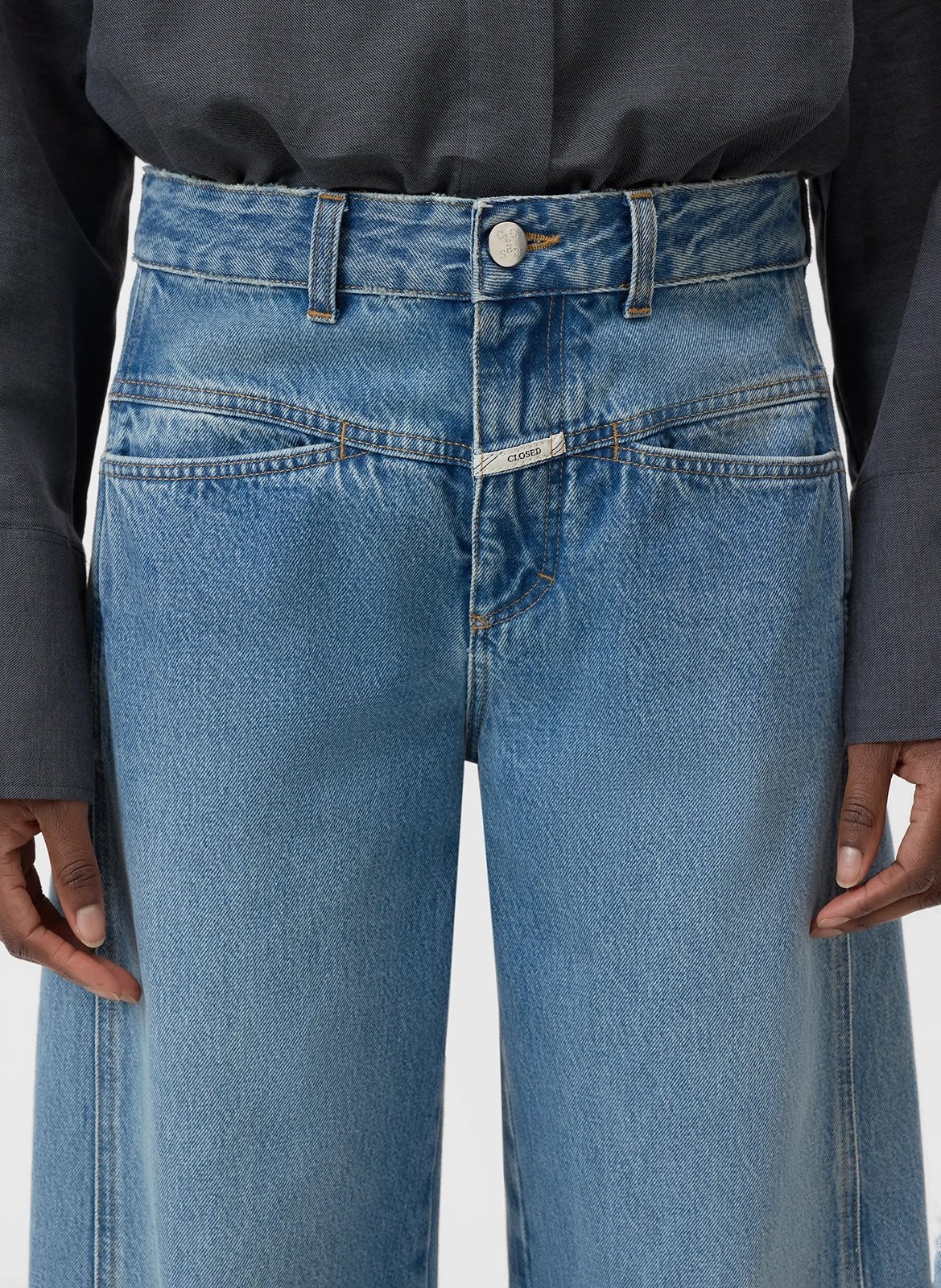 Wide-leg barrel-fit cotton jeans CLOSED Blue