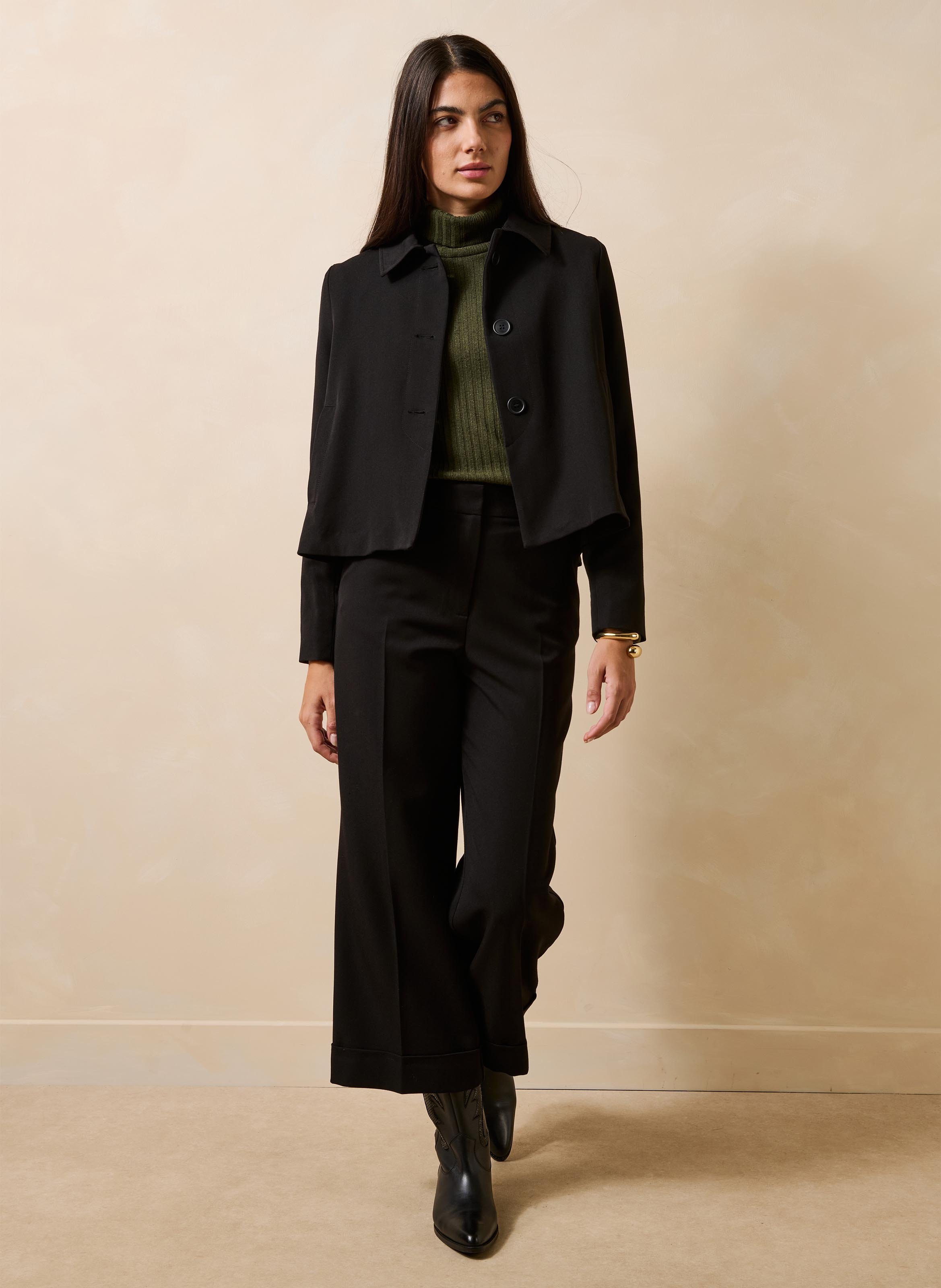Straight-cut jacket with classic collar LA FEE MARABOUTEE Black