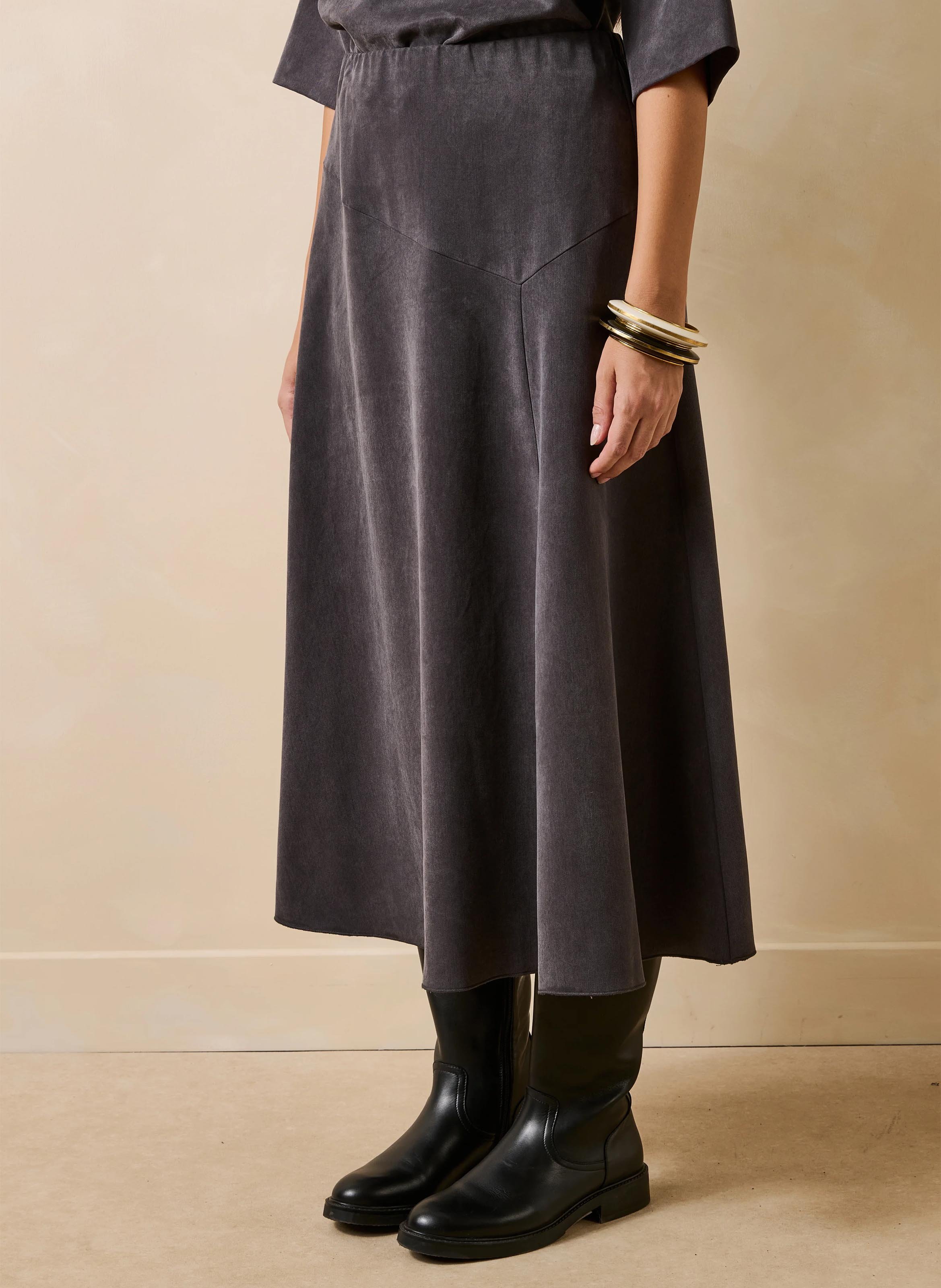 Long flared skirt LA FEE MARABOUTEE Grey