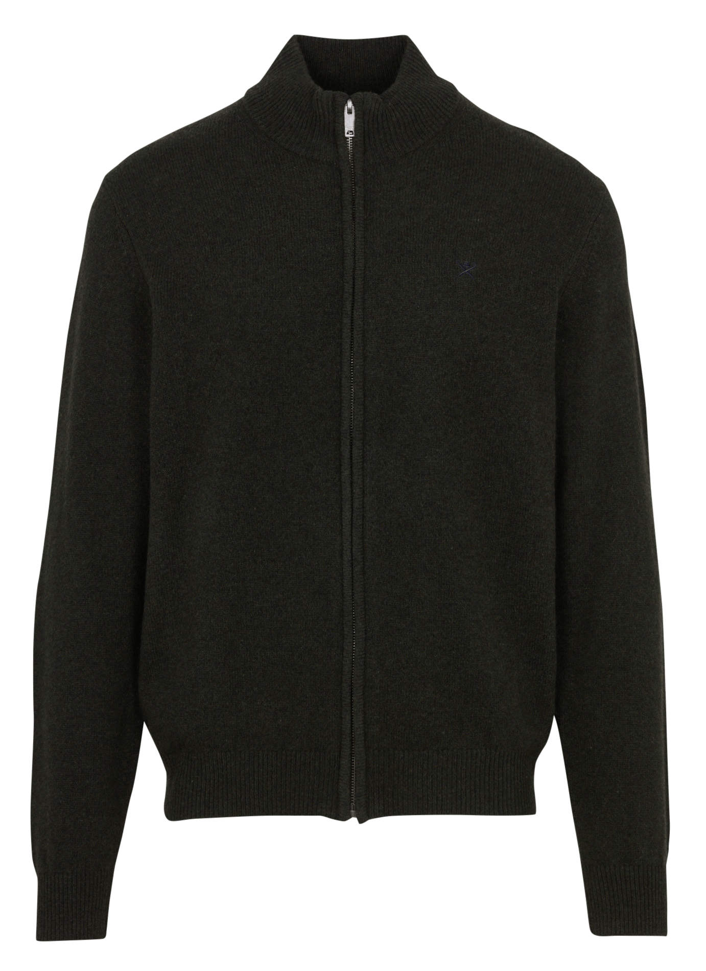 Straight high-neck embroidered wool cardigan HACKETT