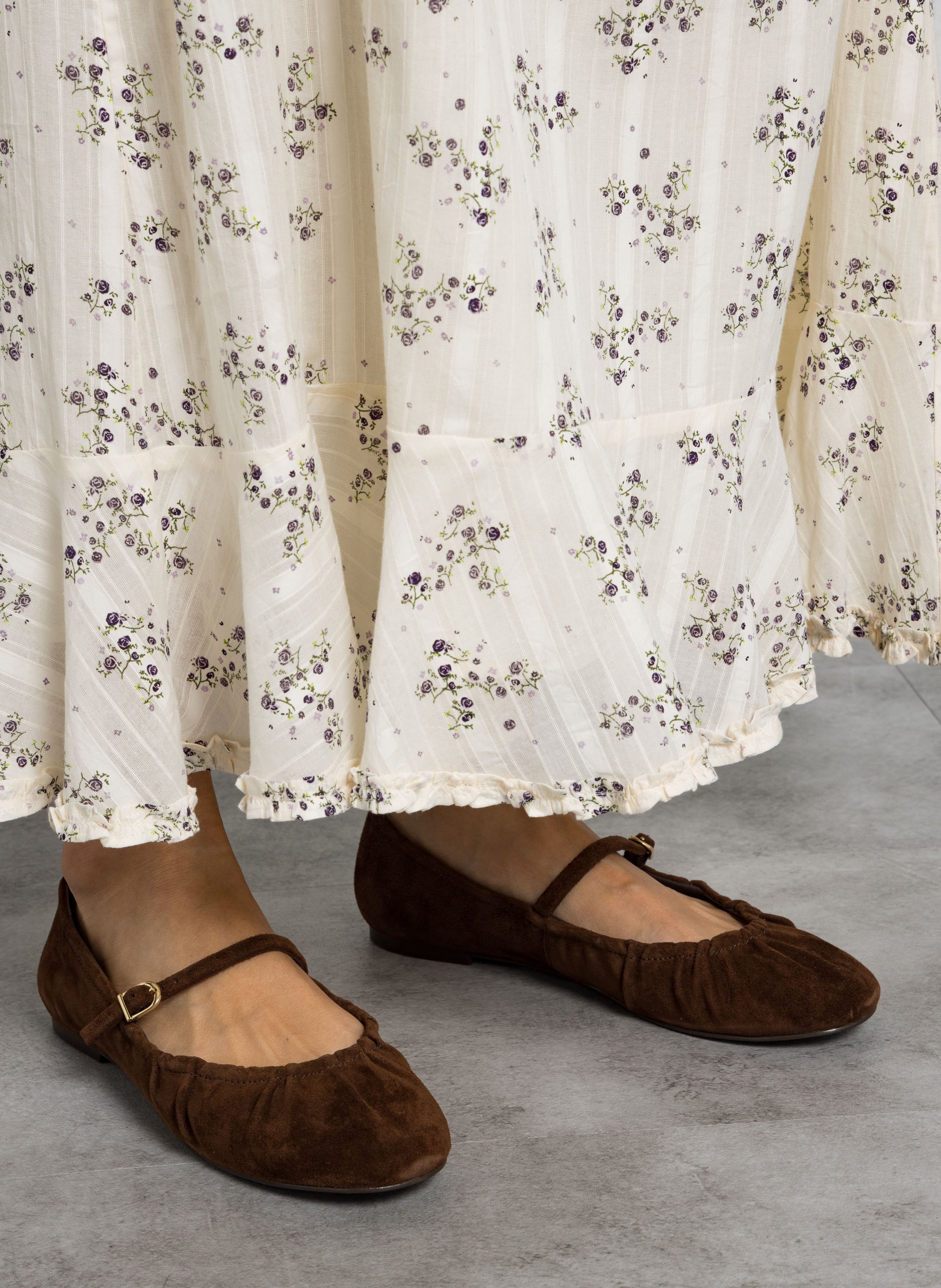 Leather ballet pumps BOCAGE Brown