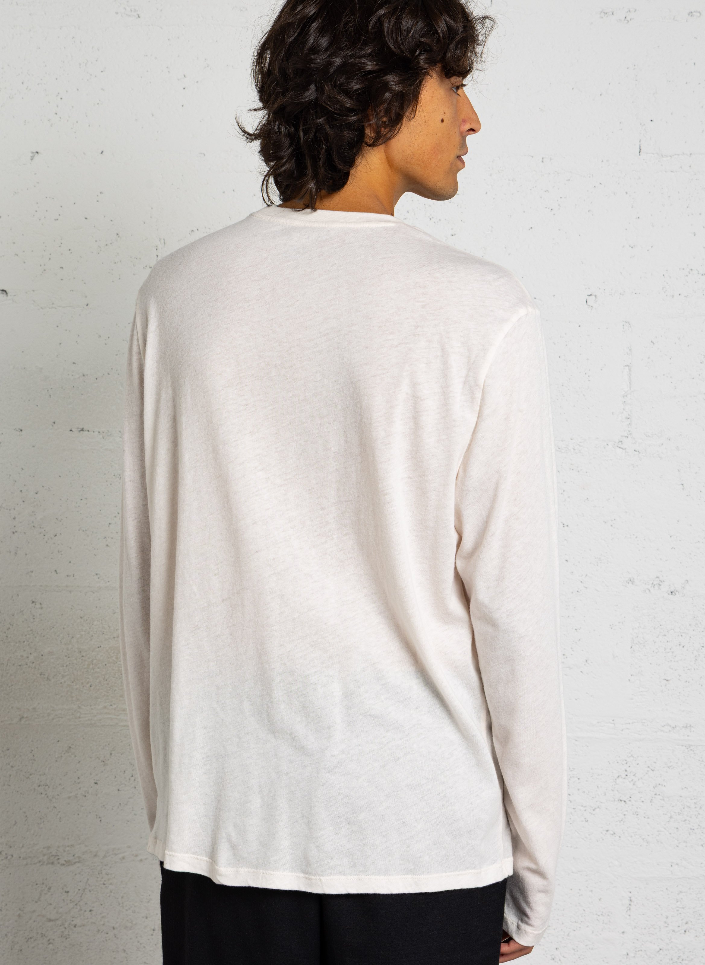 Tee-shirt droit col rond uni MAJESTIC FILATURES Beige