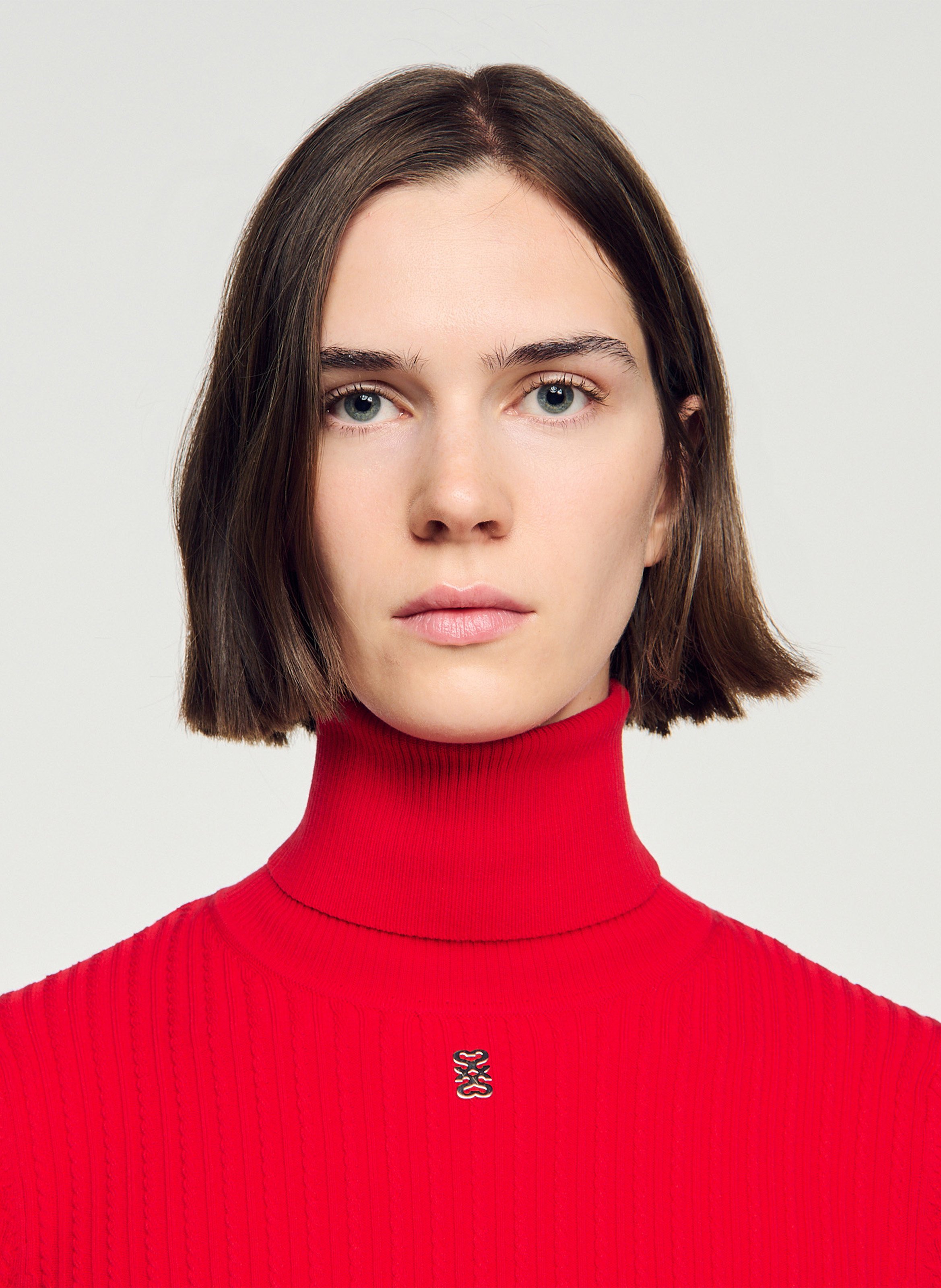 Pull droit col roulé SANDRO Rouge