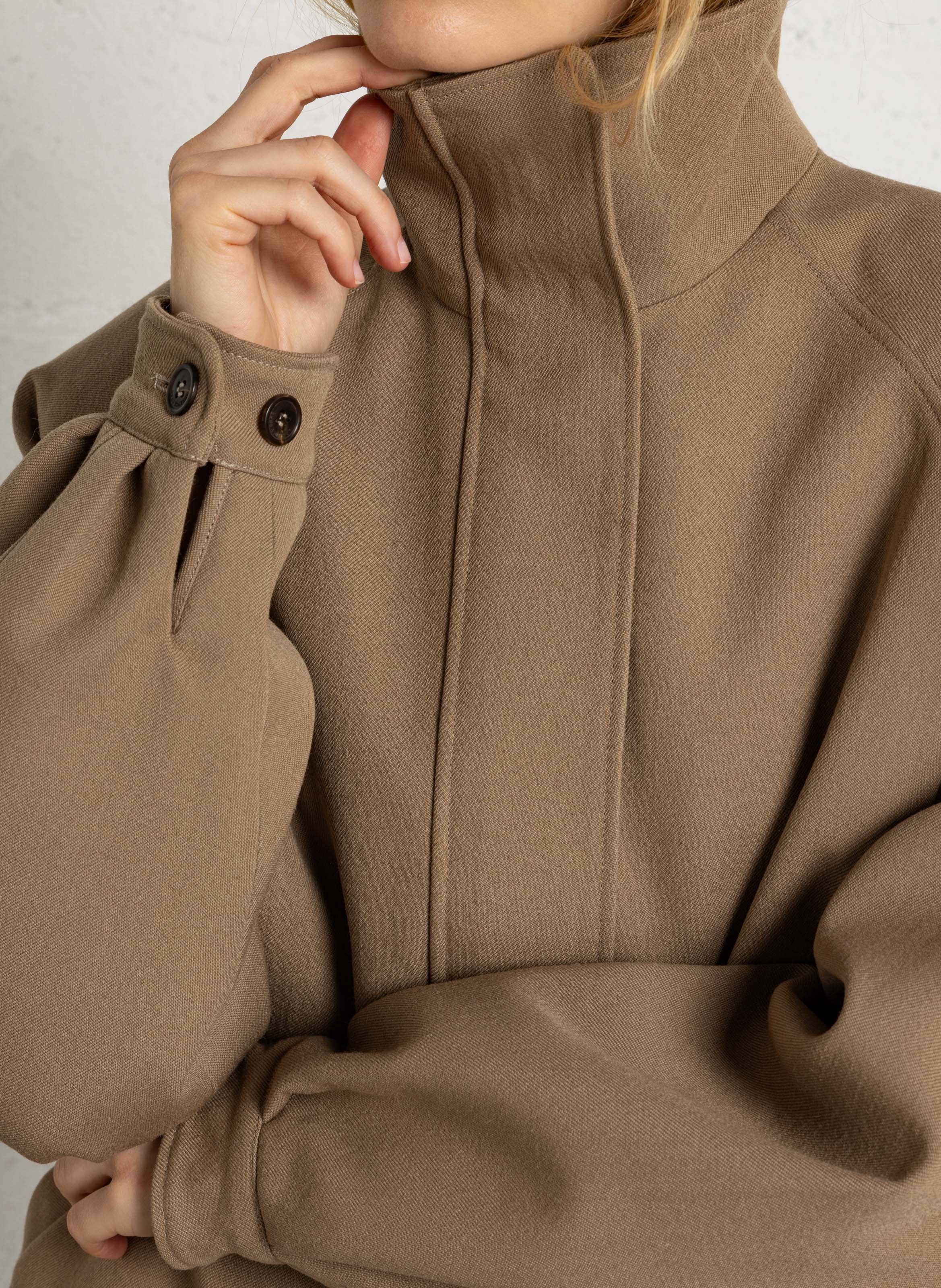 Veste oversize col montant en laine mélangée LAURENCE BRAS Beige