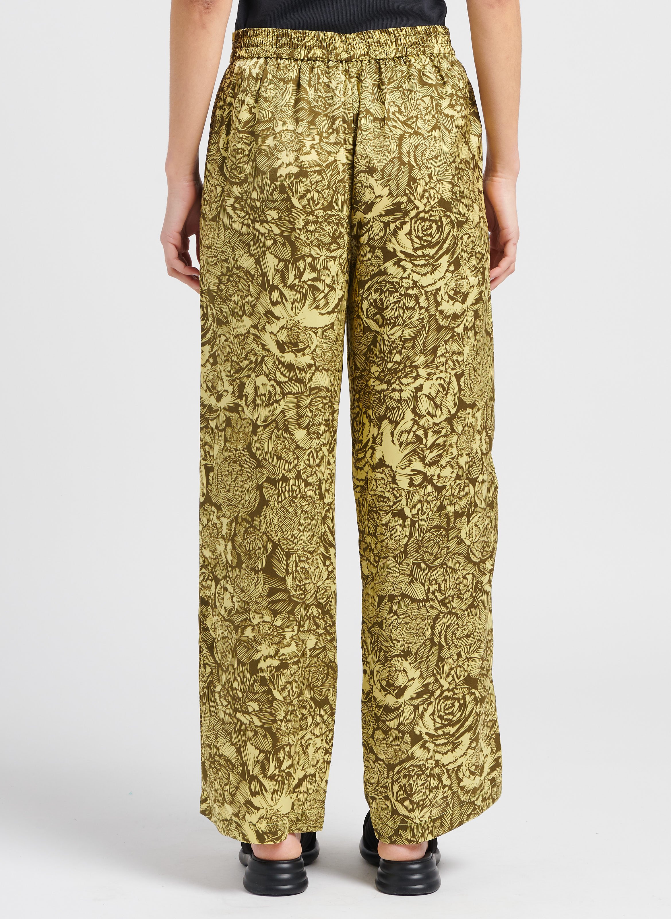 Wide-leg printed pants with high waist MOSS COPENHAGEN Yellow