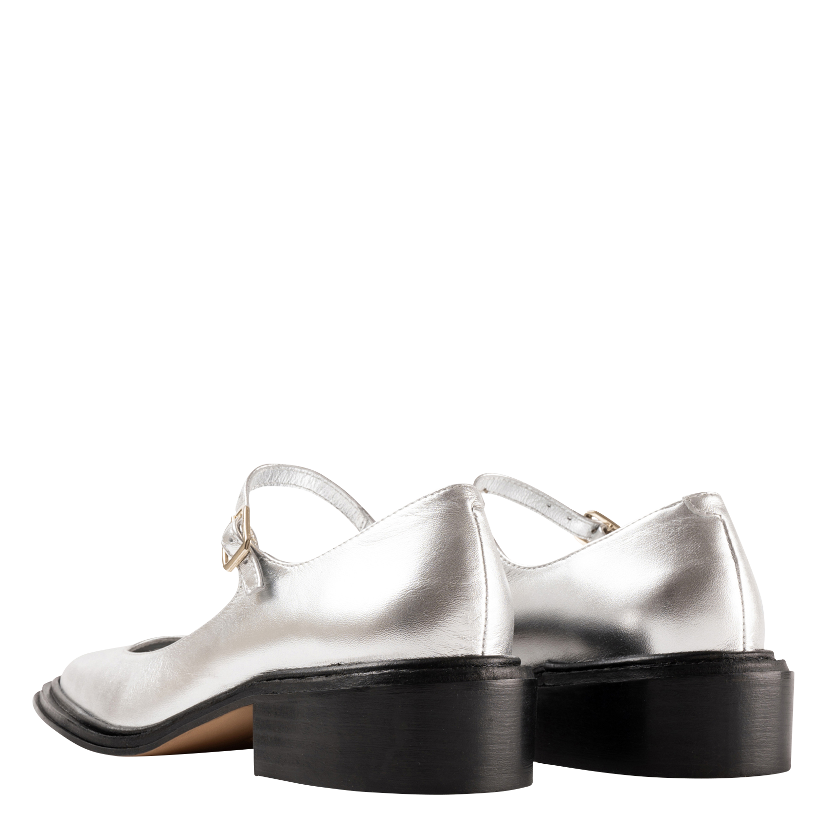 Babies à petits talons en cuir métallisé SOULIER MARTINEZ Argent