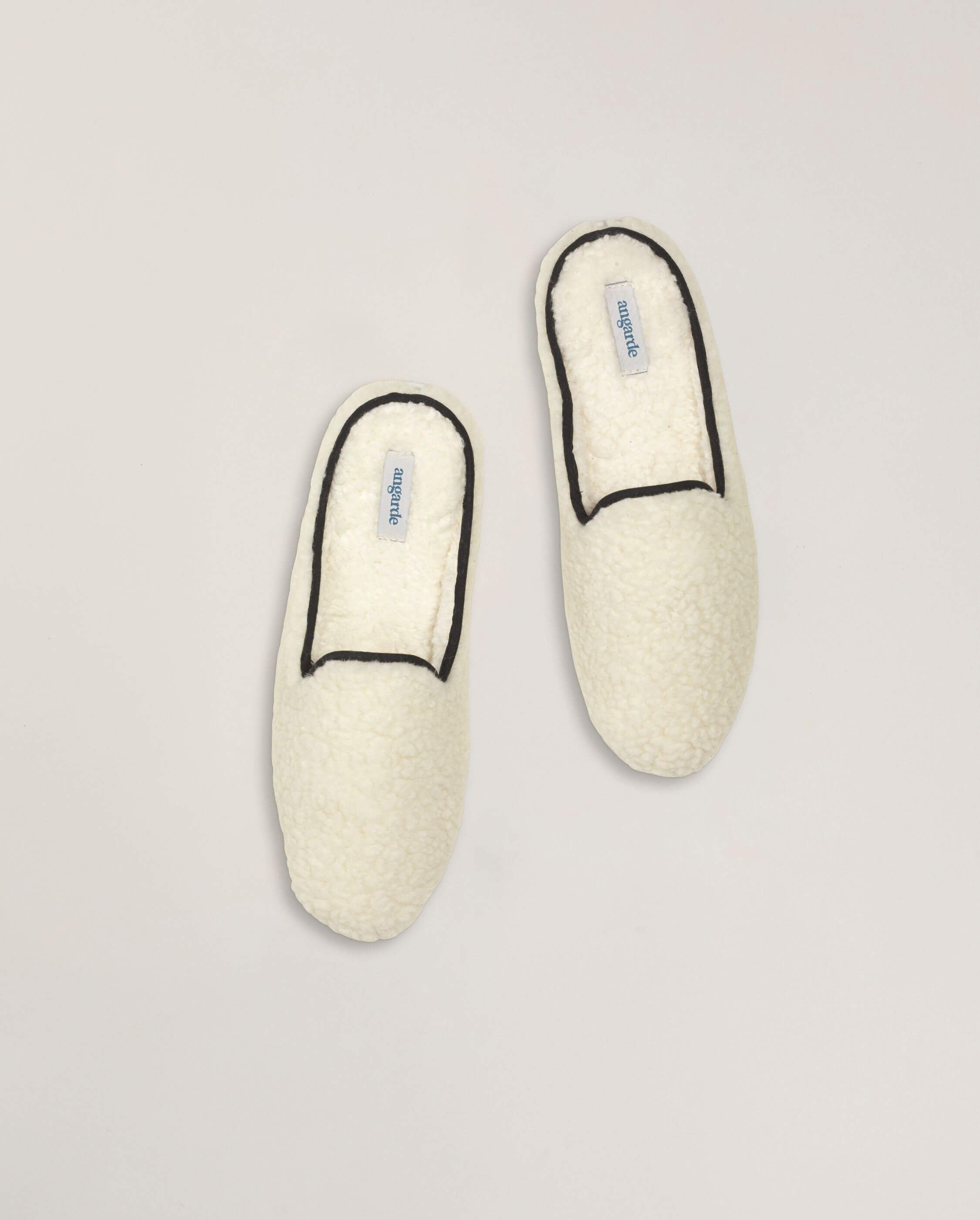 Women's wool bouclé mule, black and white ANGARDE White